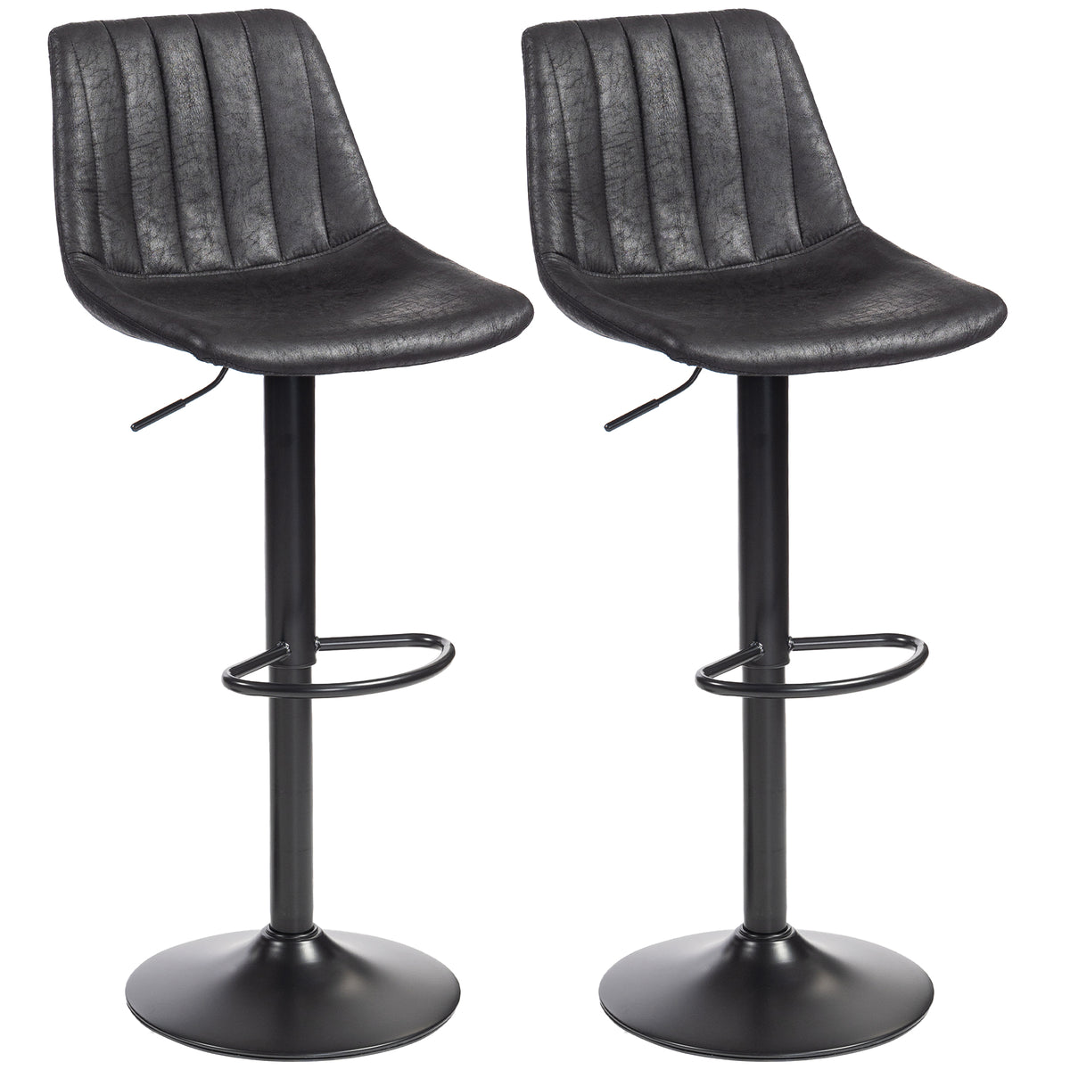 Counter Height Bar Stools Set of 2, Adjustable Height Bar Chairs with Swivel Seat, Leathaire Upholstery