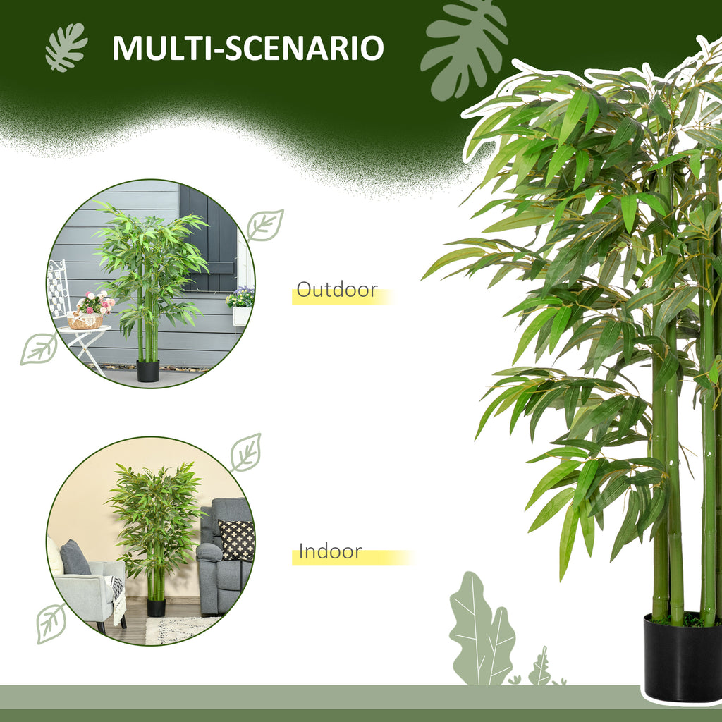 4FT Artificial Bamboo Tree Faux Decorative Plant in Nursery Pot for Indoor Décor