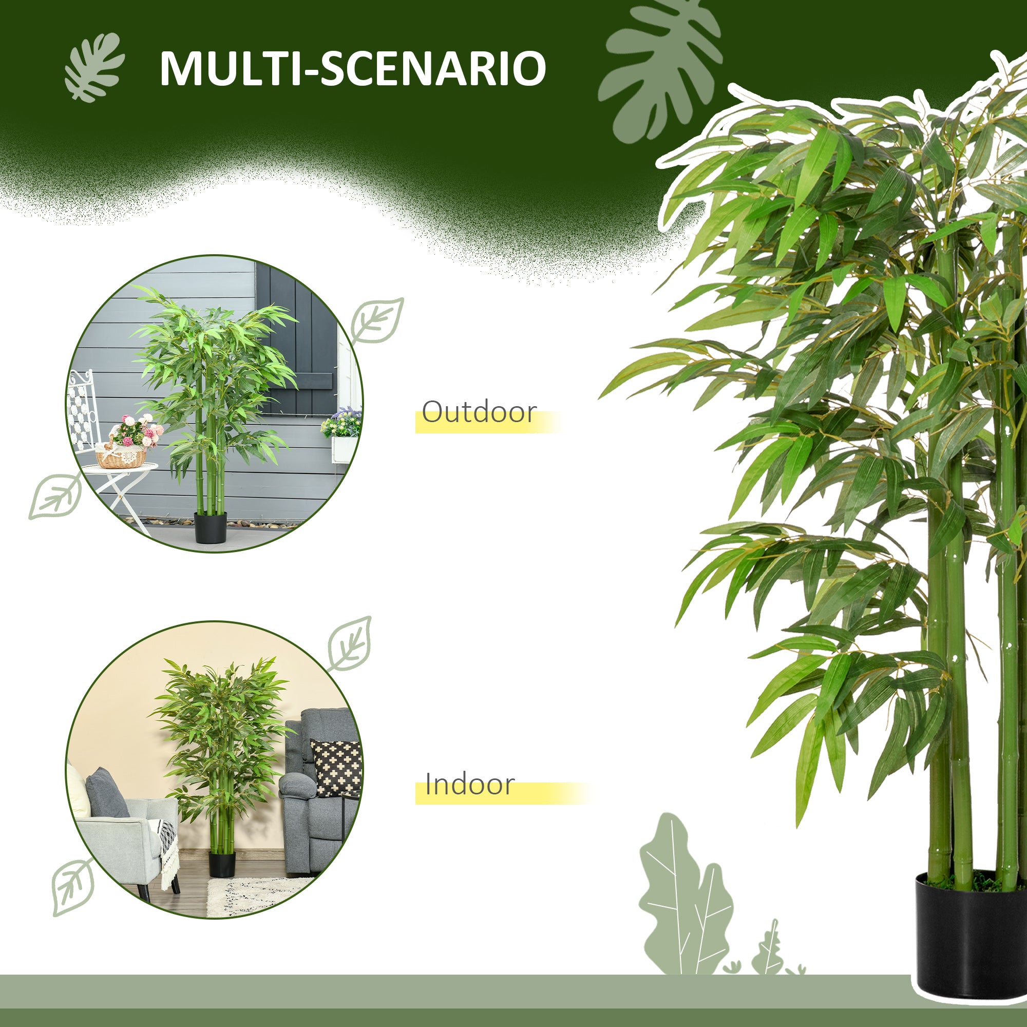 4FT Artificial Bamboo Tree Faux Decorative Plant in Nursery Pot for Indoor Décor