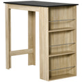 Bar Table Counter Height Dining Table with 3 Storage Shelves for Kitchen, Dining Room, Living Room, Natural