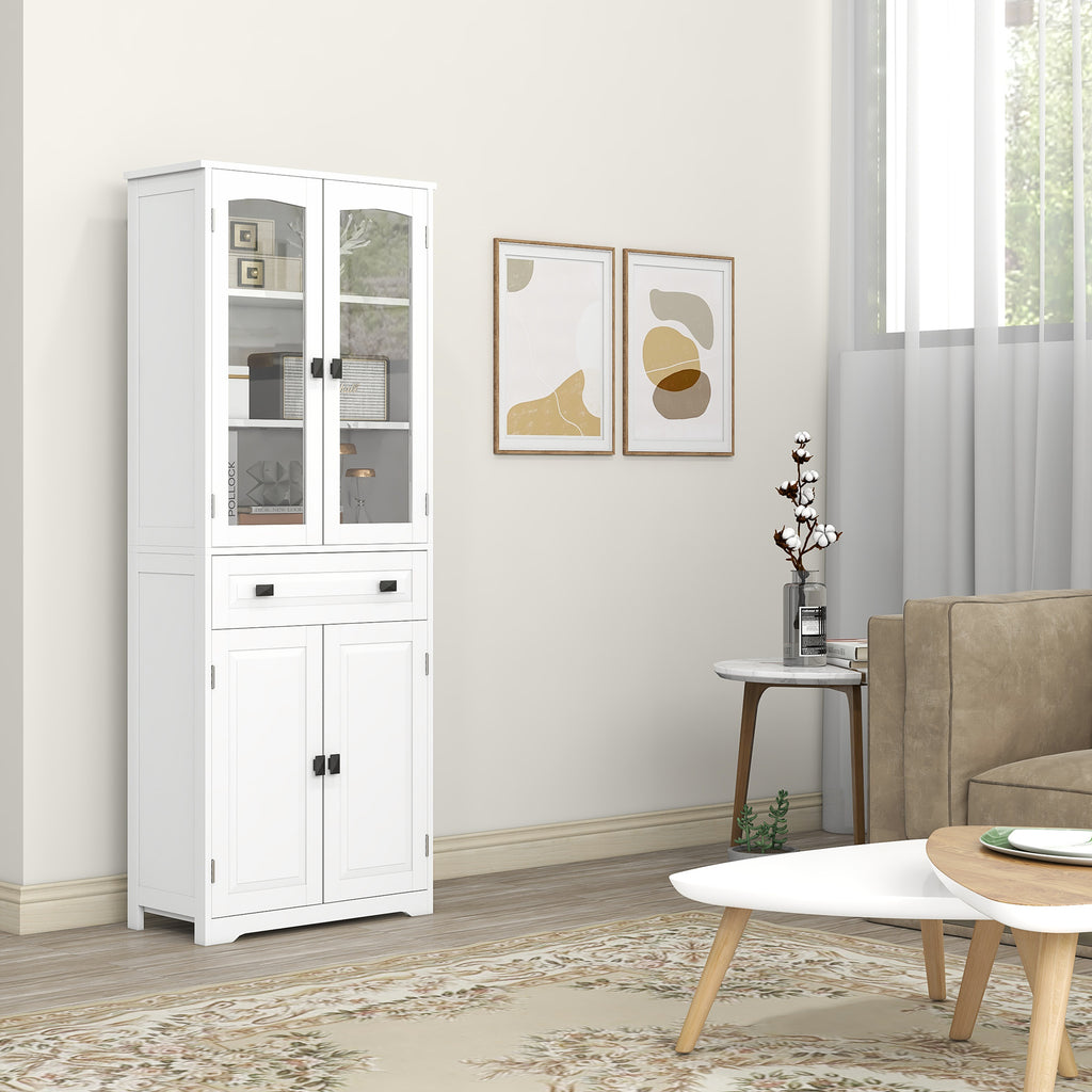 67" 4-Door Kitchen Pantry Cabinet, Freestanding Storage Cabinet Cupboard with Adjustable Shelves, White