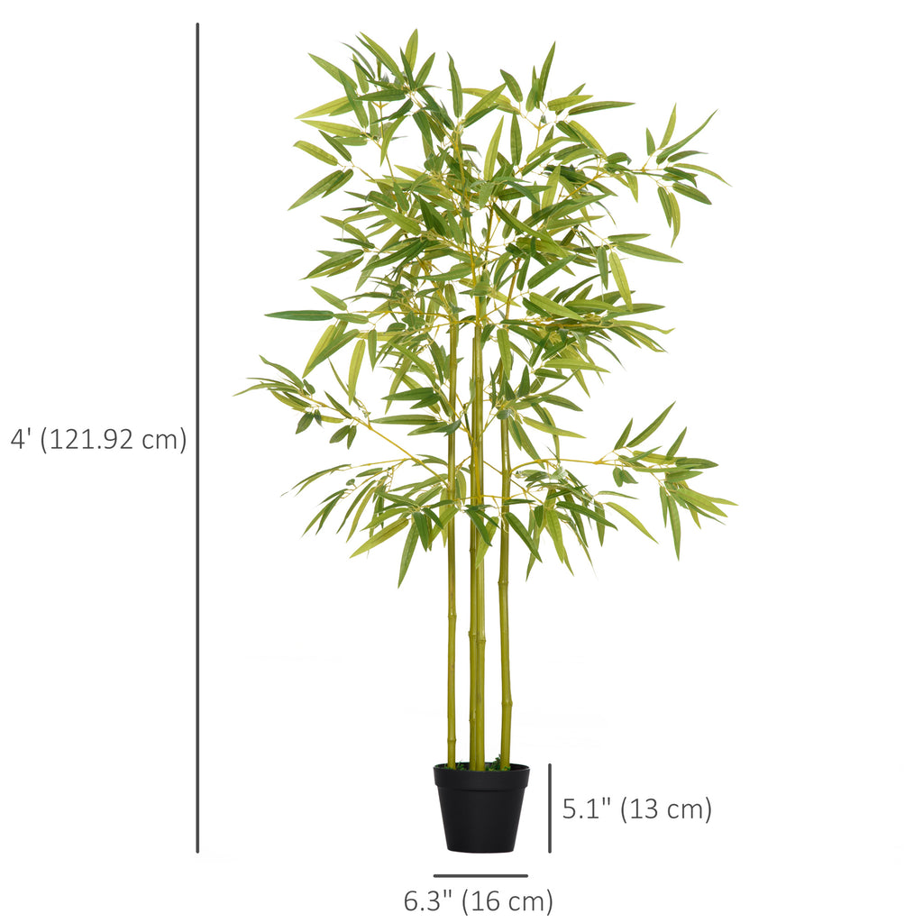 4FT Artificial Bamboo Tree Faux Decorative Plant in Nursery Pot for Indoor Décor