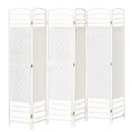 6 Panel Room Divider, 5.6 ft Tall Folding Privacy Screen, Wave Fiber Freestanding Partition Wall Divider for Home Office, White