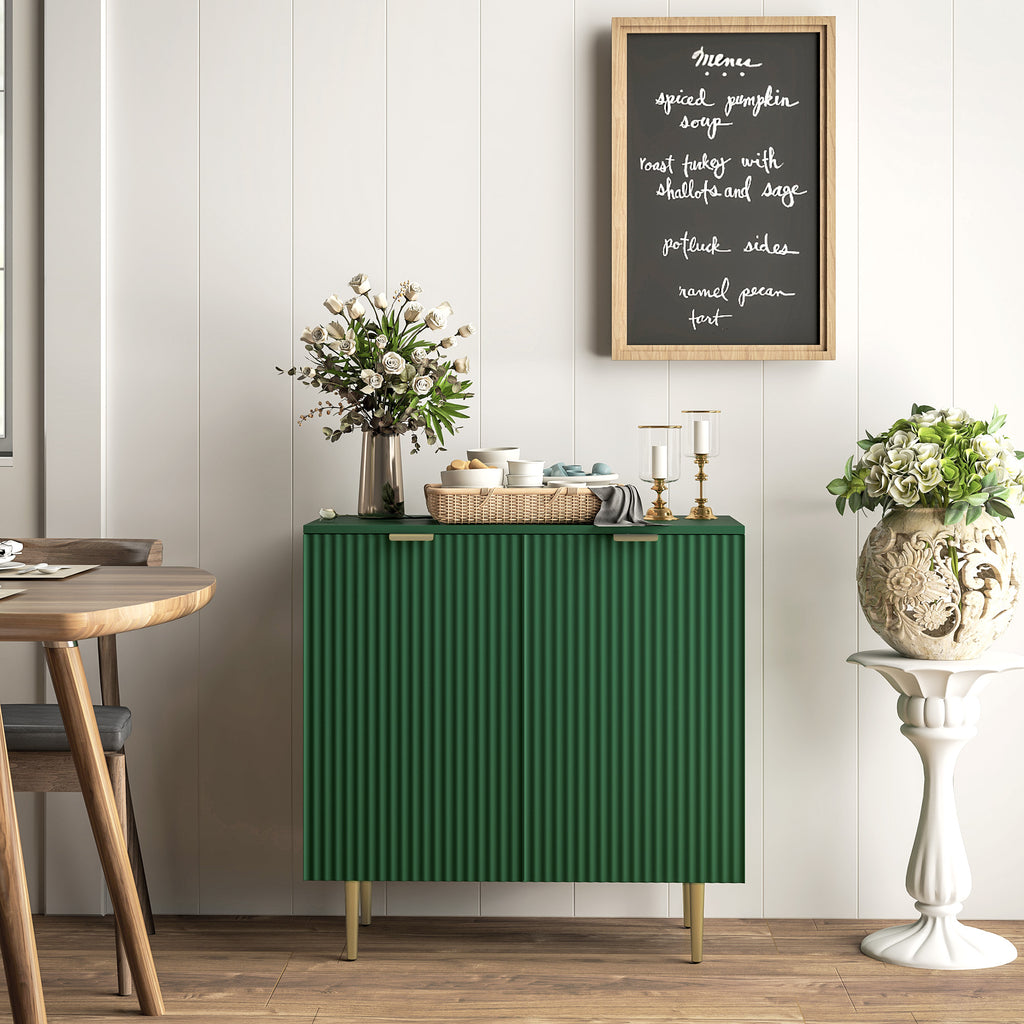 Modern Kitchen Storage Cabinet, Sideboard Buffet Cabinet with Adjustable Shelves and Metal Legs for Kitchen, Black