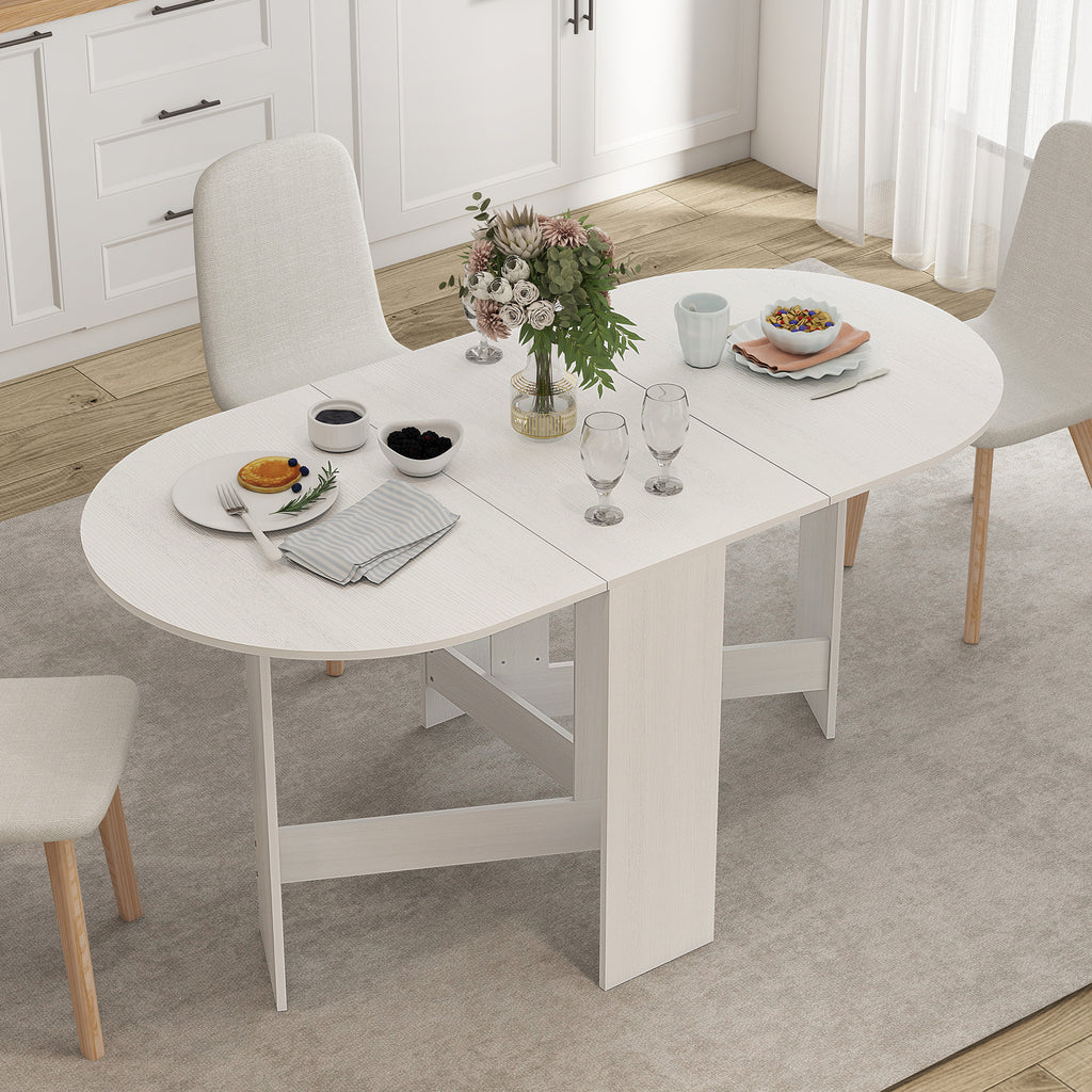 Oval Folding Dining Table, Space Saving Drop Leaf Kitchen Table for Dining Room, Living Room, Distressed Brown
