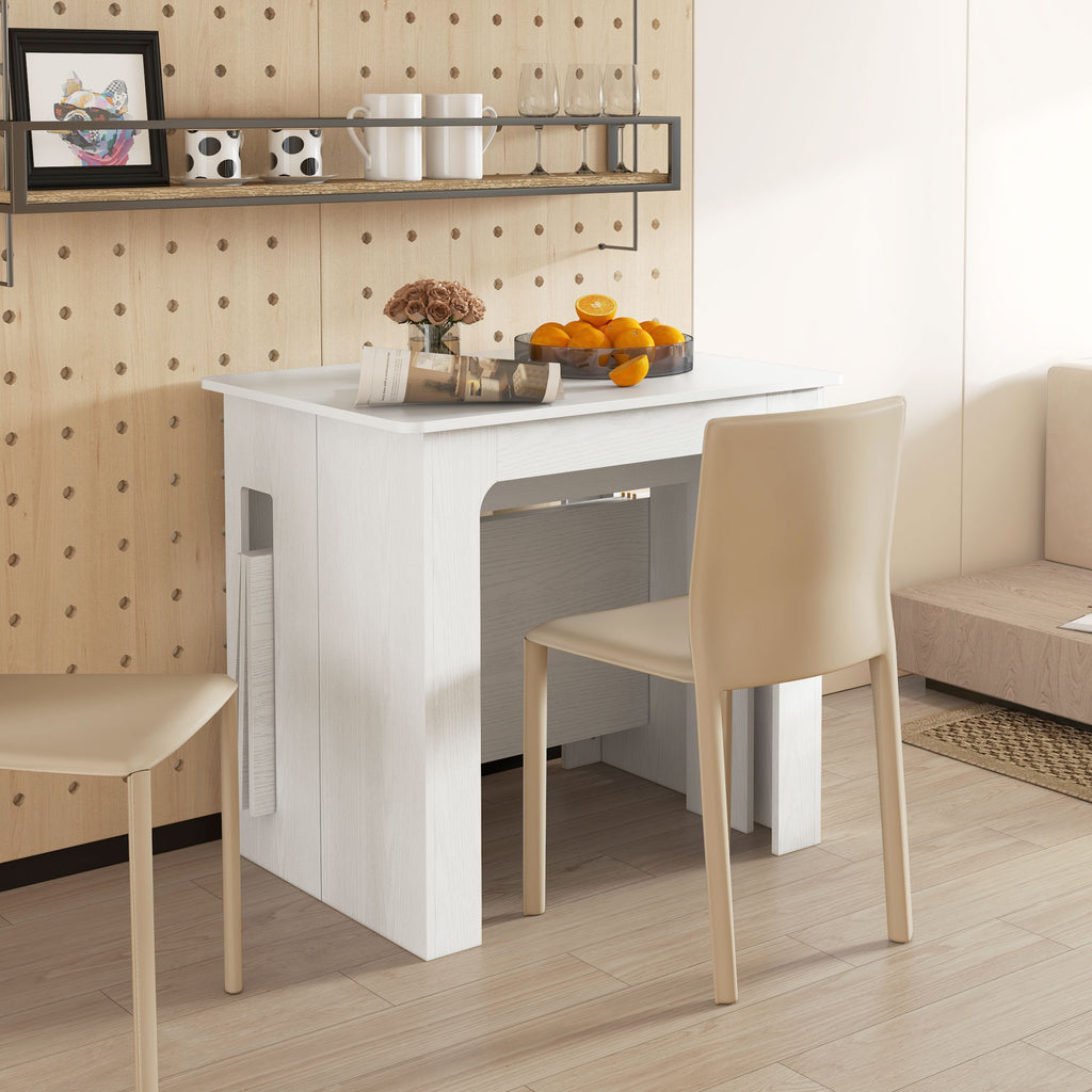 23.6"-70.9" Extendable Dining Table for 6-8 People, Space-Saving Rectangular Kitchen Table for Small Spaces, Dining Room, Kitchen, Living Room, White