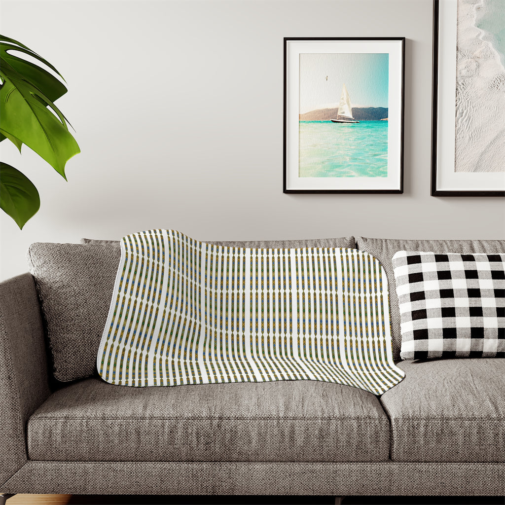 Cozy Plaid Sherpa Blanket — Reversible Beige Fleece Throw for Living Room & Gift