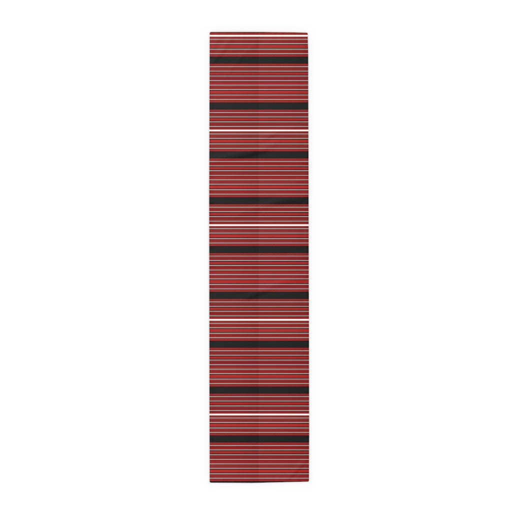 Rust & Black Stripe Table Runner — Modern Southwestern Dining Decor