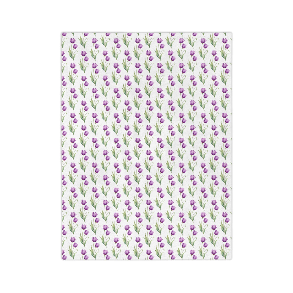 Floral Tulip Microfiber Blanket — Purple Tulip Pattern Throw
