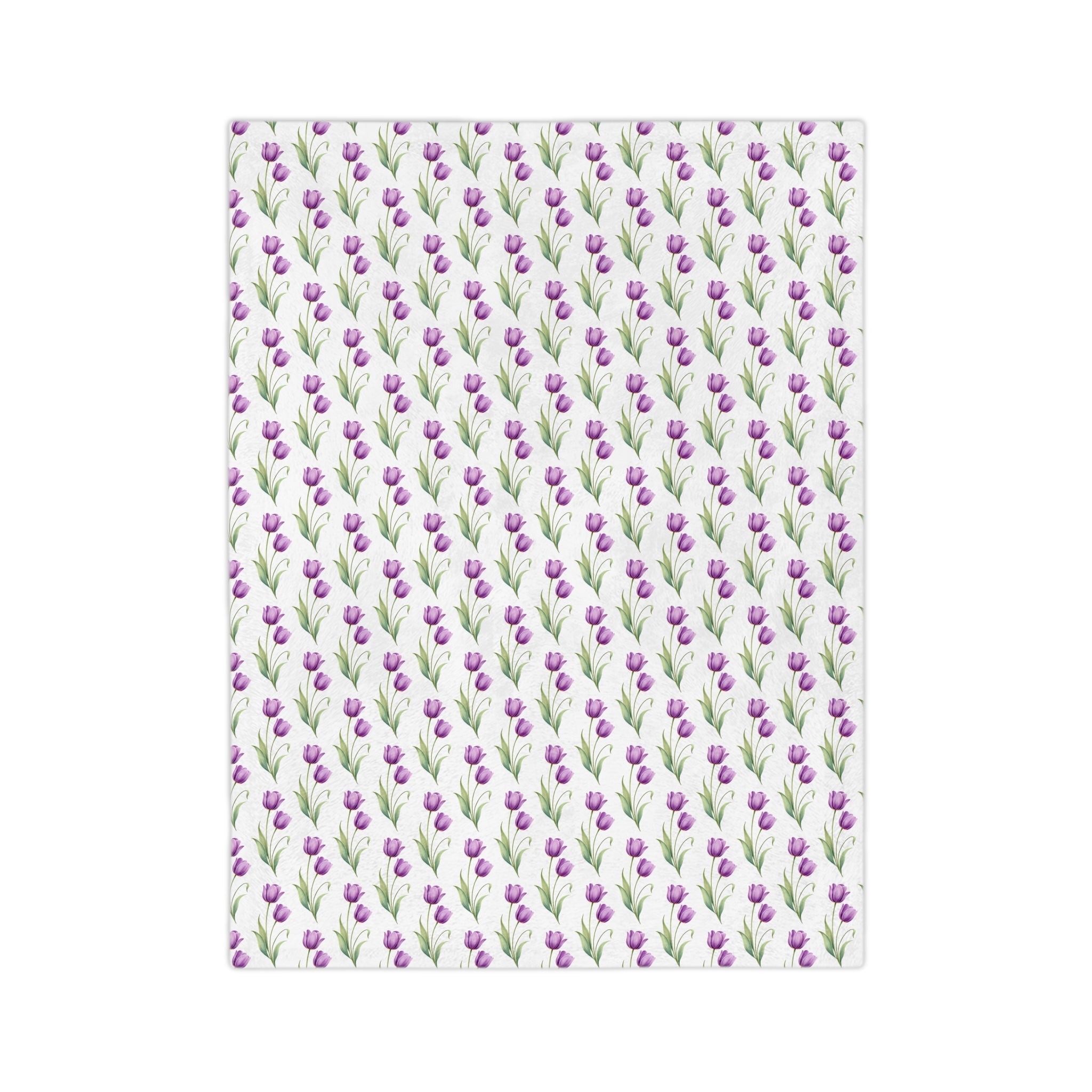 Floral Tulip Microfiber Blanket — Purple Tulip Pattern Throw