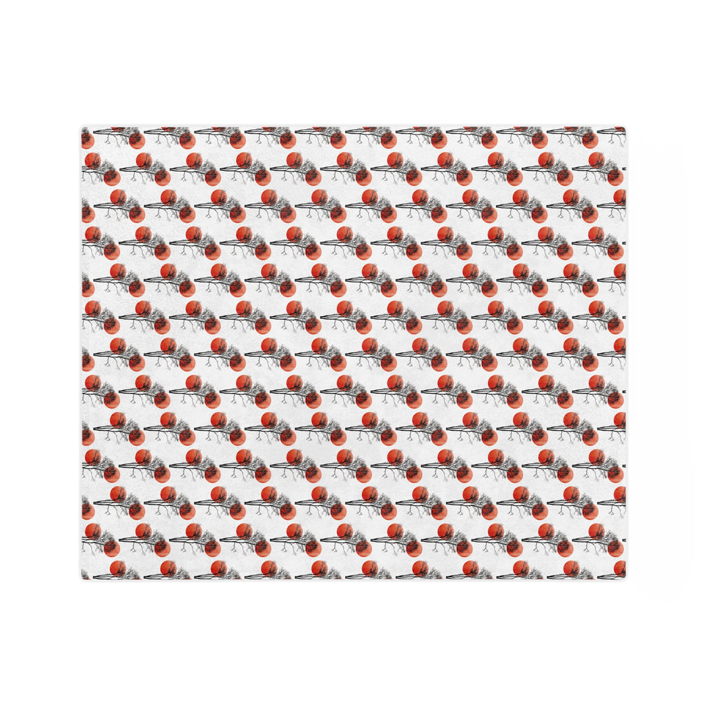 Velveteen Microfiber Blanket — Repeating Red Poppy Floral Pattern, Soft Cozy Throw for Home & Gifts