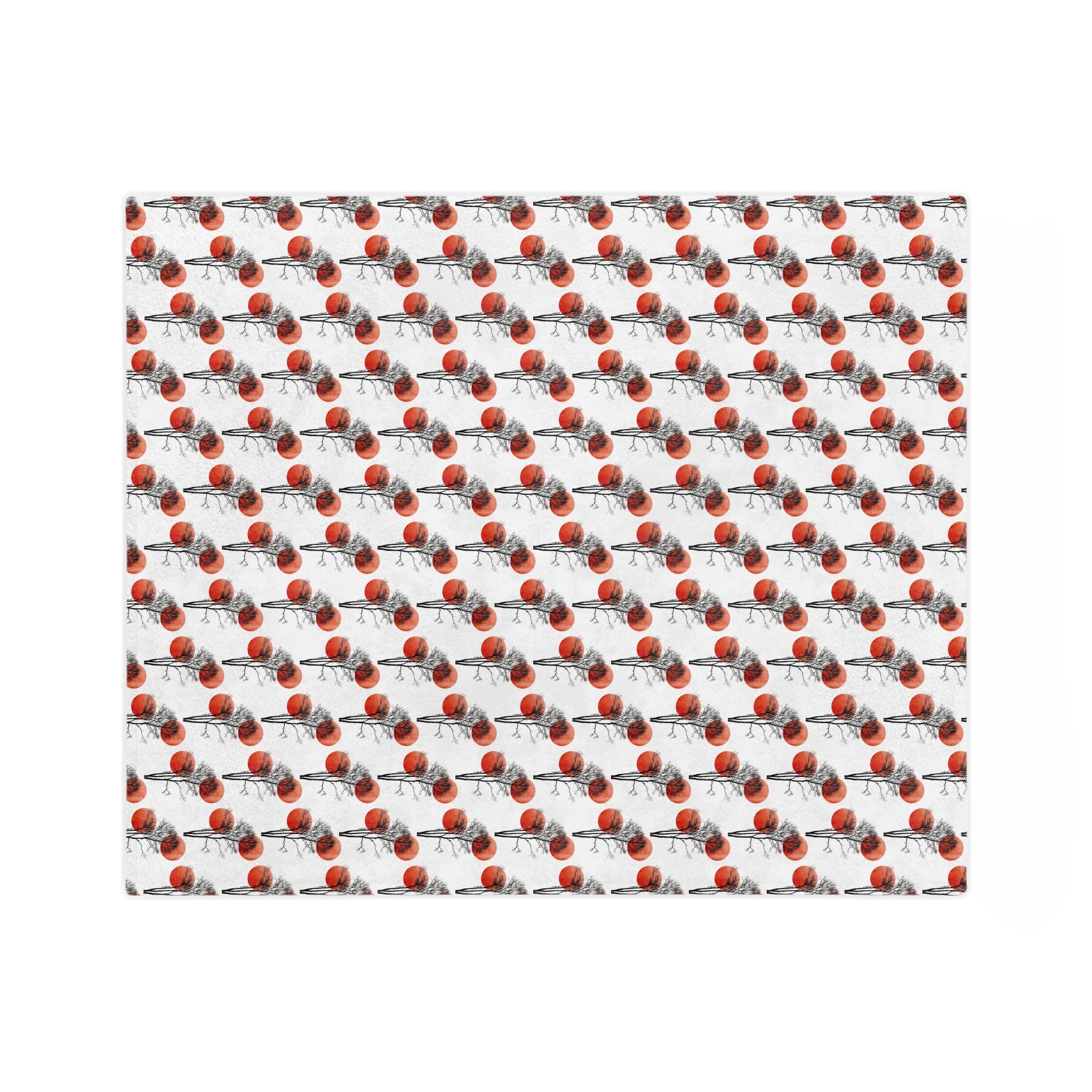 Velveteen Microfiber Blanket — Repeating Red Poppy Floral Pattern, Soft Cozy Throw for Home & Gifts