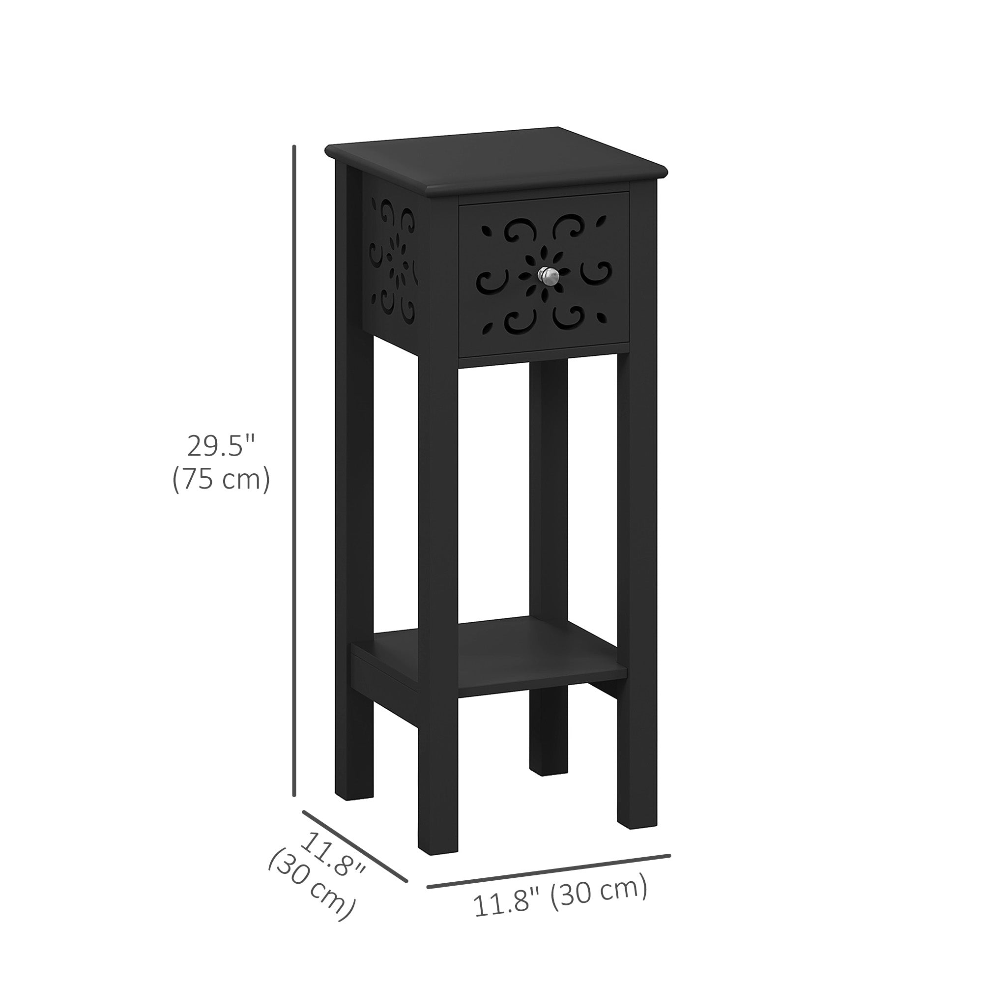 Nightstand Set of 2 with Drawer and Open Storage Shelf White