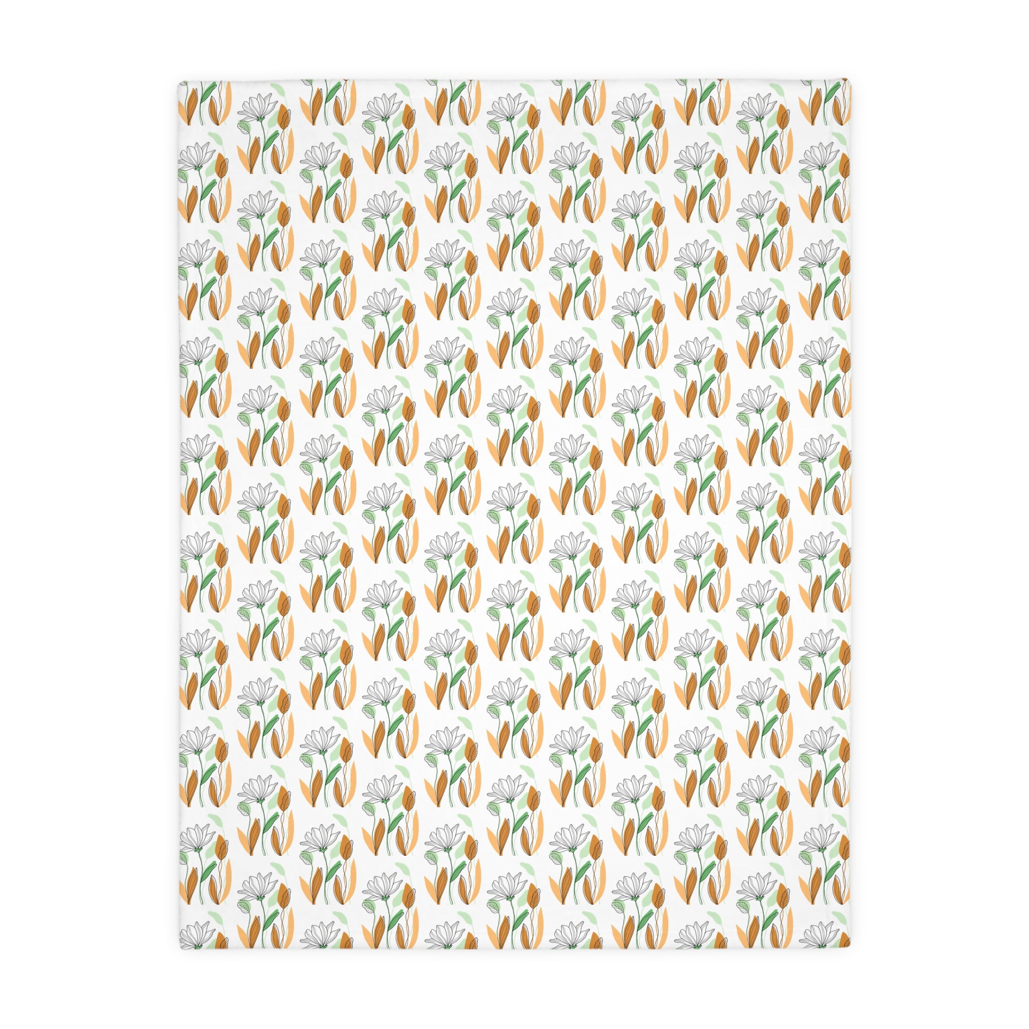 Tulip Pattern Velveteen Microfiber Blanket – Floral Two-Sided Throw