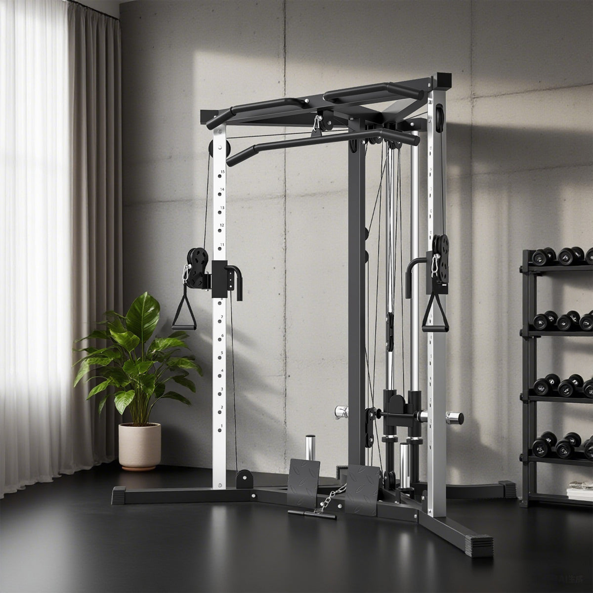 Soozier Multifunctional Home Gym Machine with Pull Up Bar, 15-Position Adjustable Strength Training Workout Station