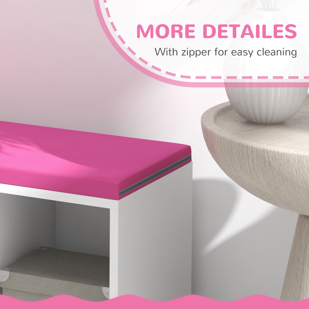 Multi-Purpose Bookshelf with 5 Cubes, 5-Cubby Bookcase with Cushioned Reading Nook and Storage Shelves, Pink