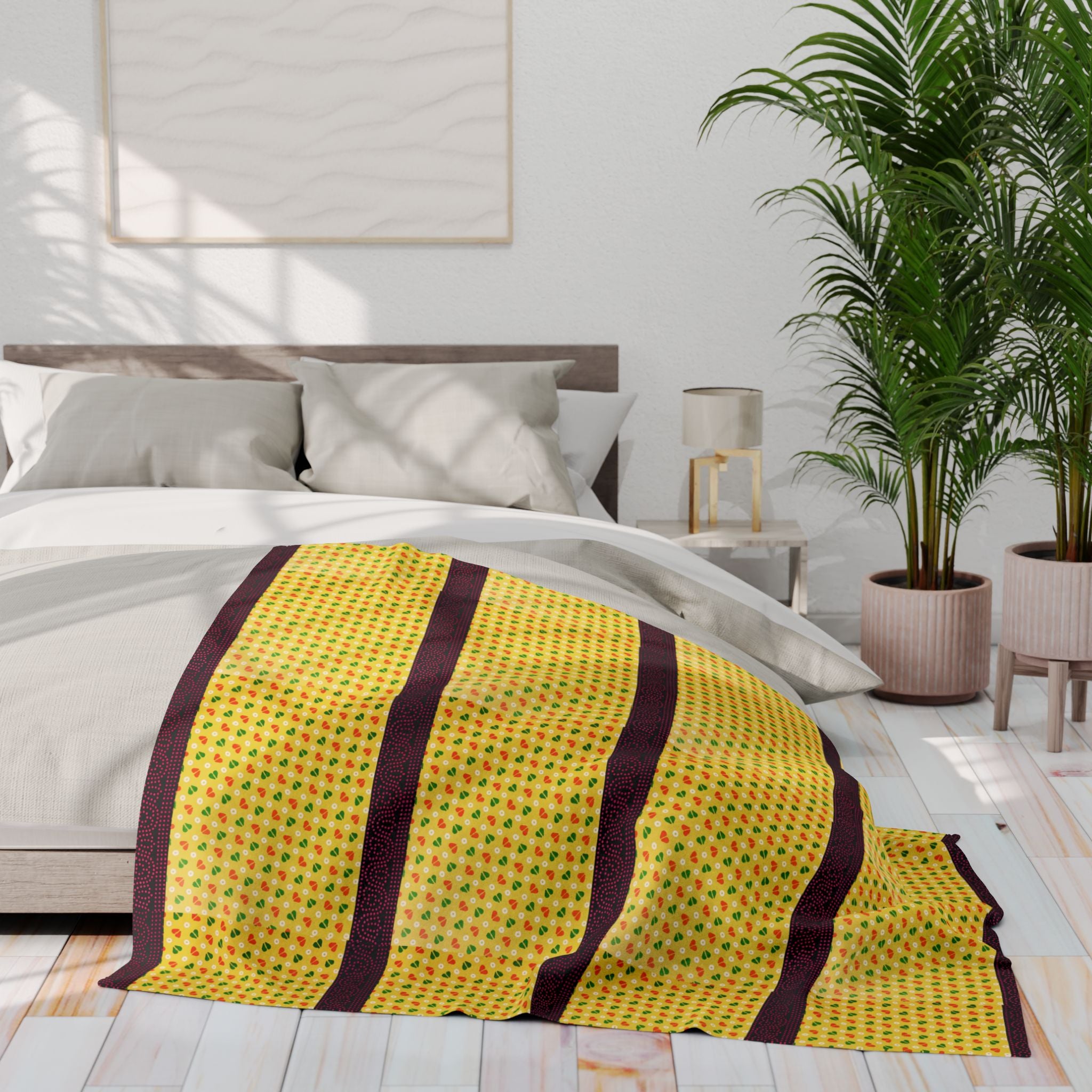 Arctic Fleece Blanket — Yellow Stripe Cozy Throw