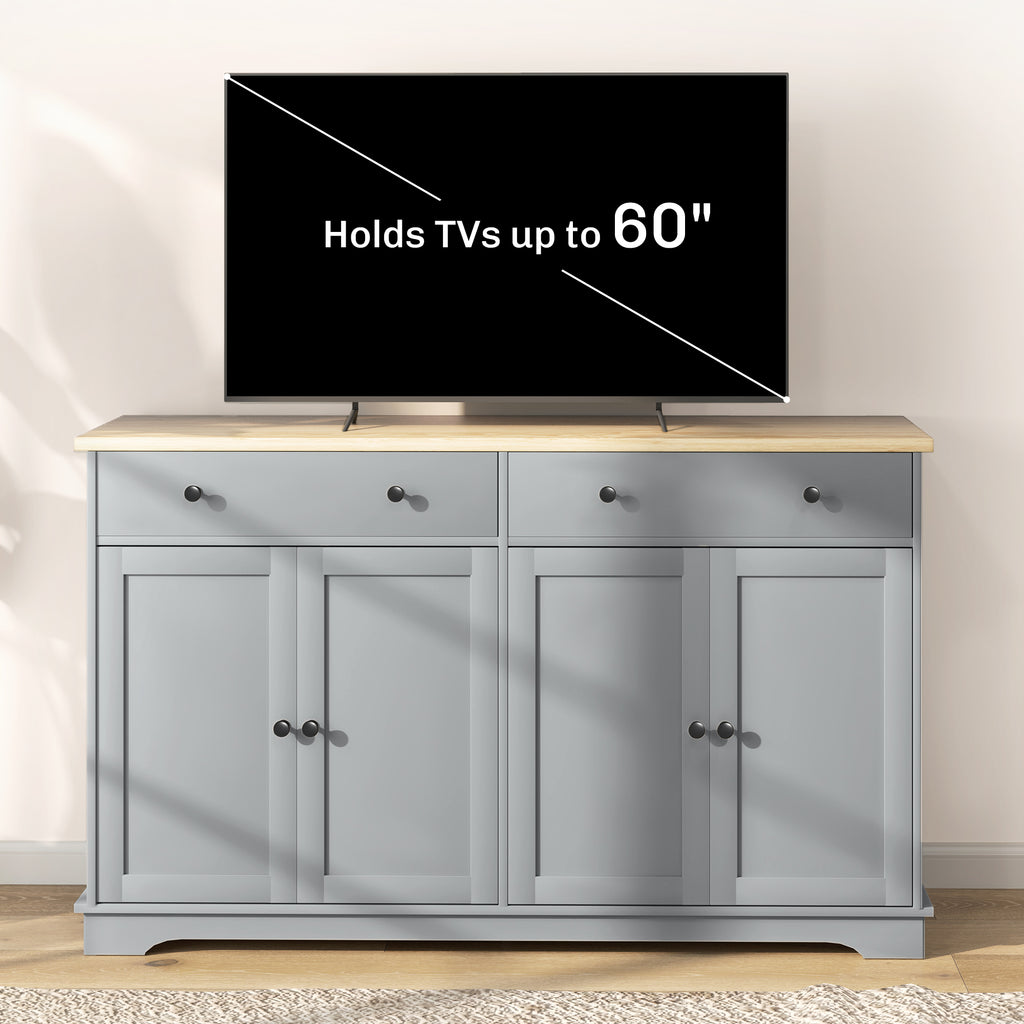 Modern Sideboard, Buffet Cabinet with Storage Drawers, Adjustable Shelves for Living Room, Dining Room, Entryway, White