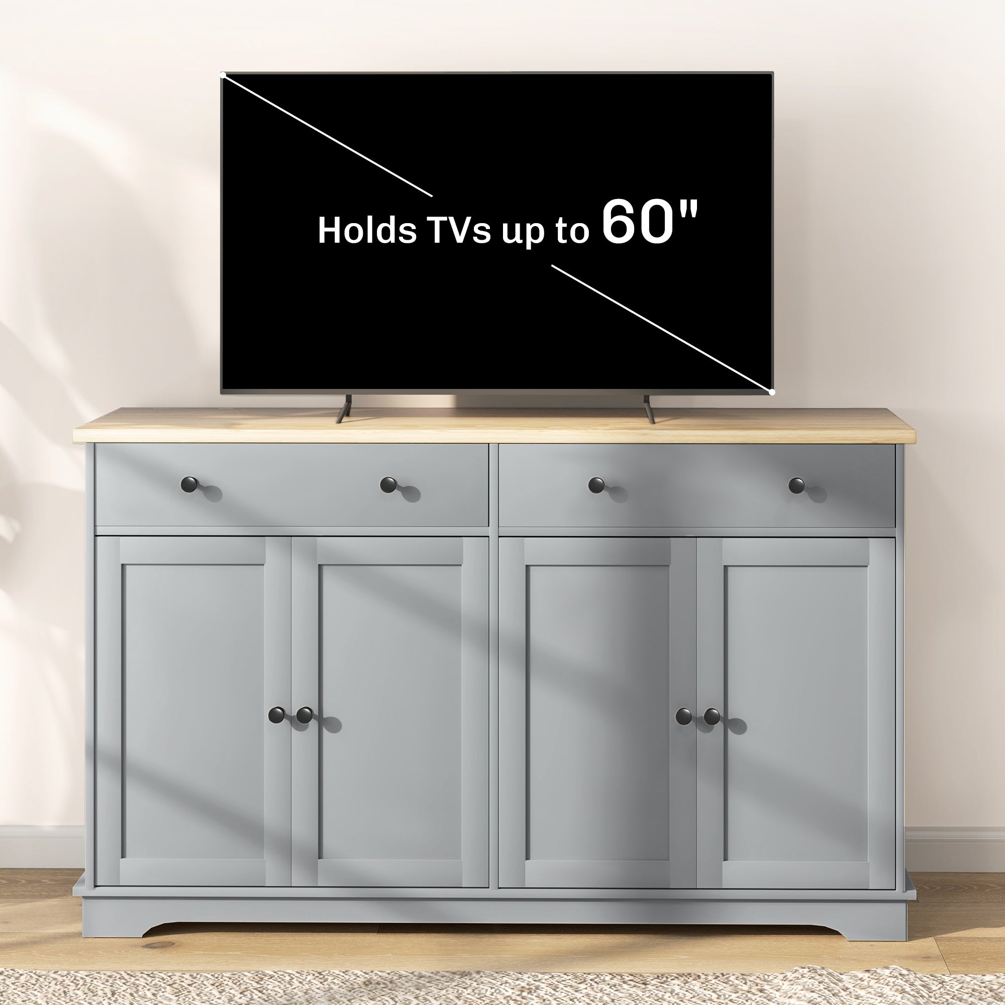 Modern Sideboard, Buffet Cabinet with Storage Drawers, Adjustable Shelves for Living Room, Dining Room, Entryway, White
