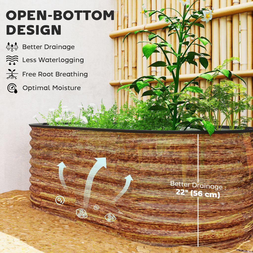 5 x 2.5 x 2 ጫማ ዝተሰርሐ ልዑል ኣታኽልቲ በድሪ፣ ቀሊል DIY ኦቫል ፕላንተር ቦክስ ምስ ውሑስ ወሰንን ጓንትን፣ ቡናዊ ዕጨይሽ መልክዕ