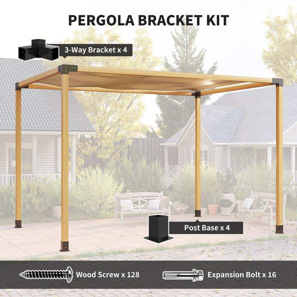 12PCS Pergola Kit, Pergola Brackets with 3-Way & 4-Way Corner Brackets for 4"x4" (Actual 3.6"x3.6") Lumber