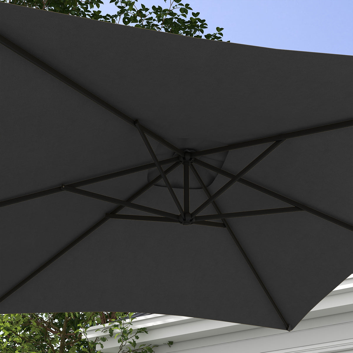 3(m) patio offset umbrella, with Cross Base - Dark Grey