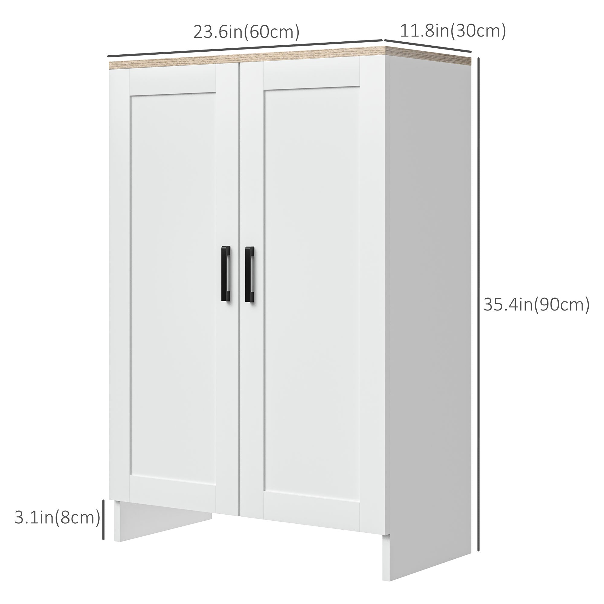 Modern Storage Cabinet with Doors and Adjustable Shelf for Kitchen, Living room, 23.6" x 11.8" x 35.4", White