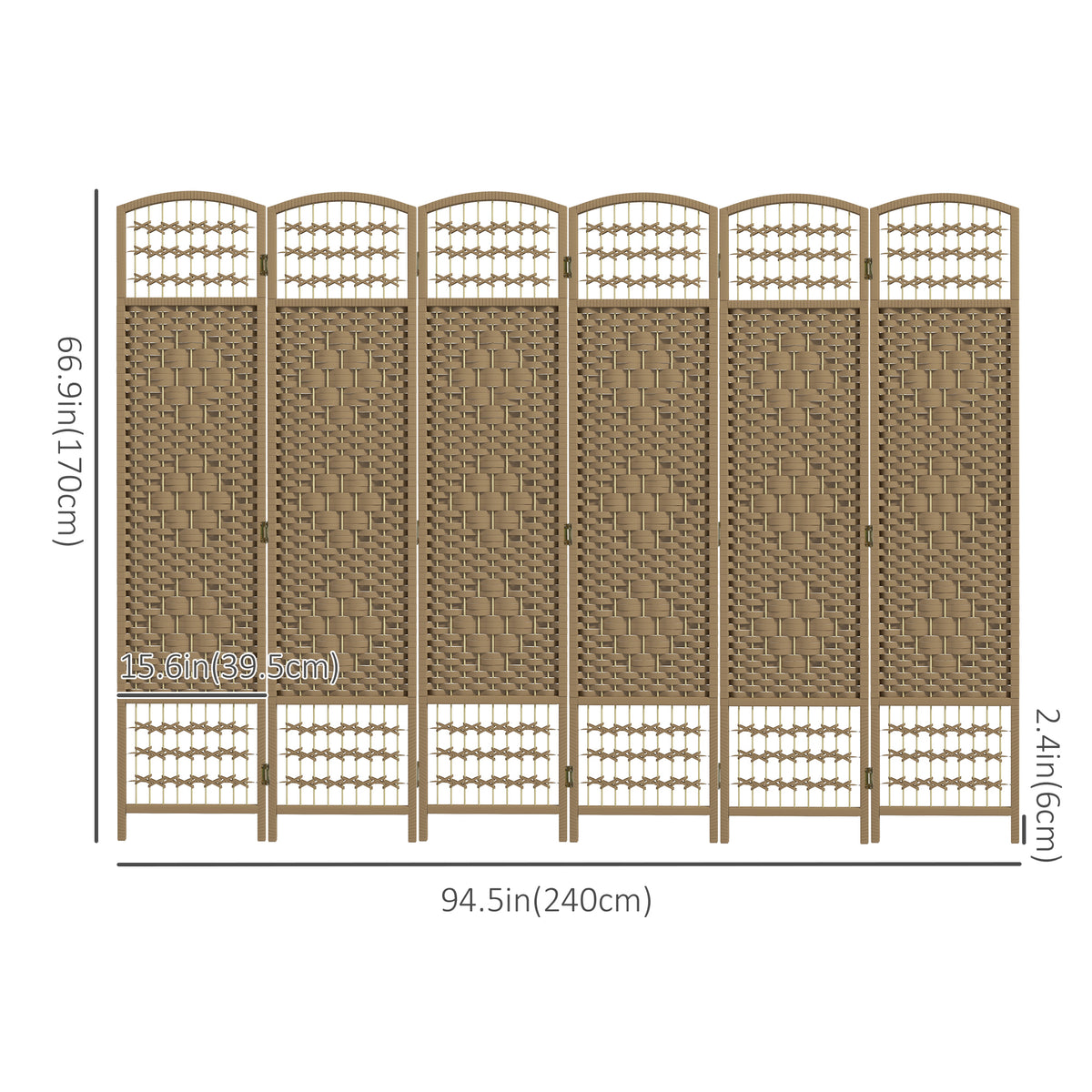 4 Panel Folding Room Divider, Portable Privacy Screen, Wave Fiber Room Partition for Home Office, Natural