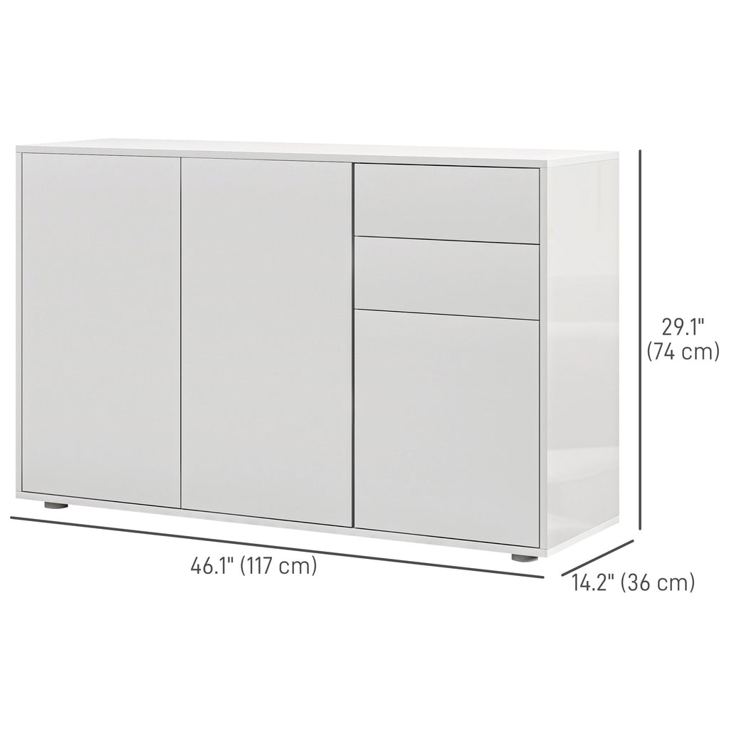 Kitchen Sideboard Storage Cabinet, Modern Coffee Bar with Push-Open Design and 2 Drawers for Living Room, Black