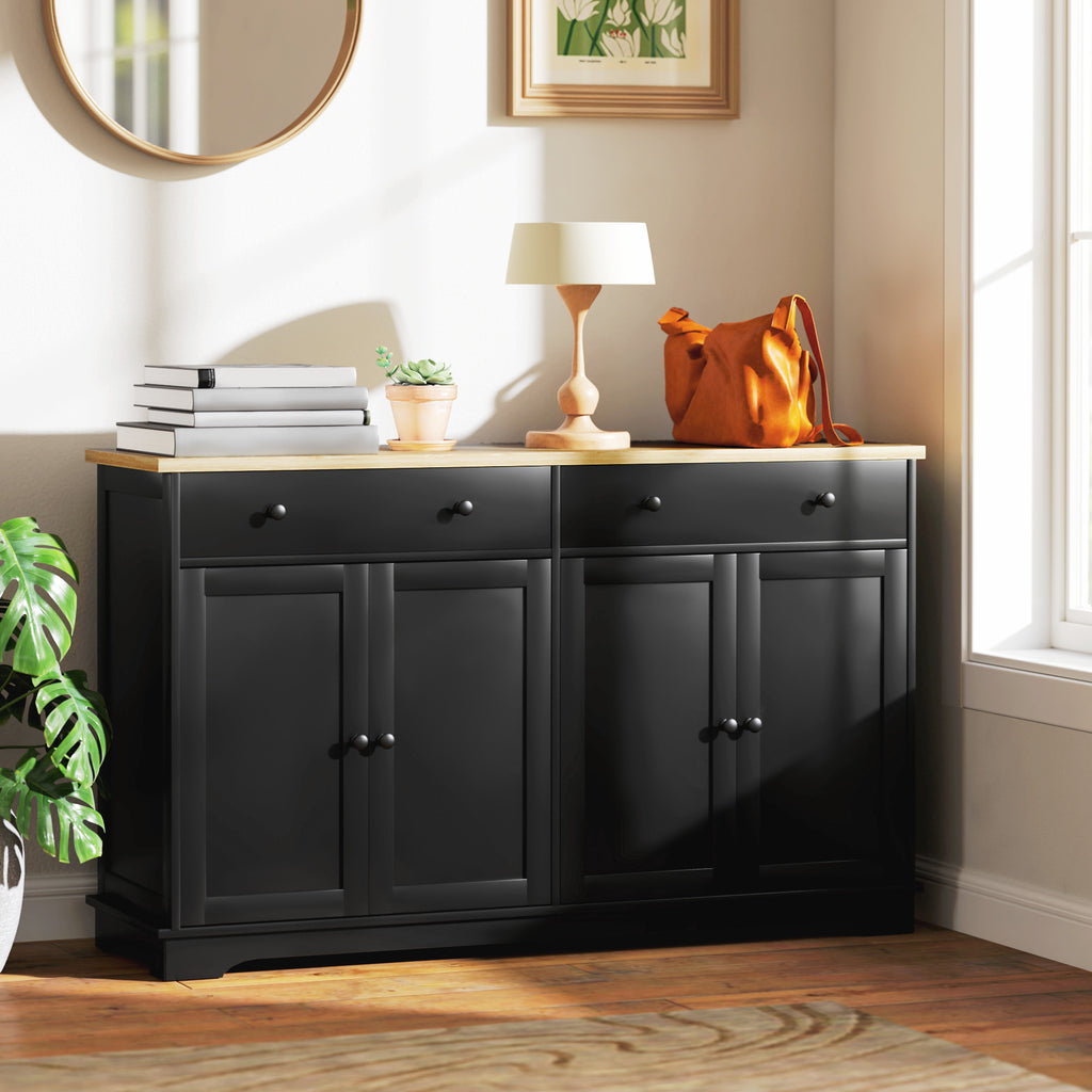 Modern Sideboard, Buffet Cabinet with Storage Drawers, Adjustable Shelves for Living Room, Dining Room, Entryway, White
