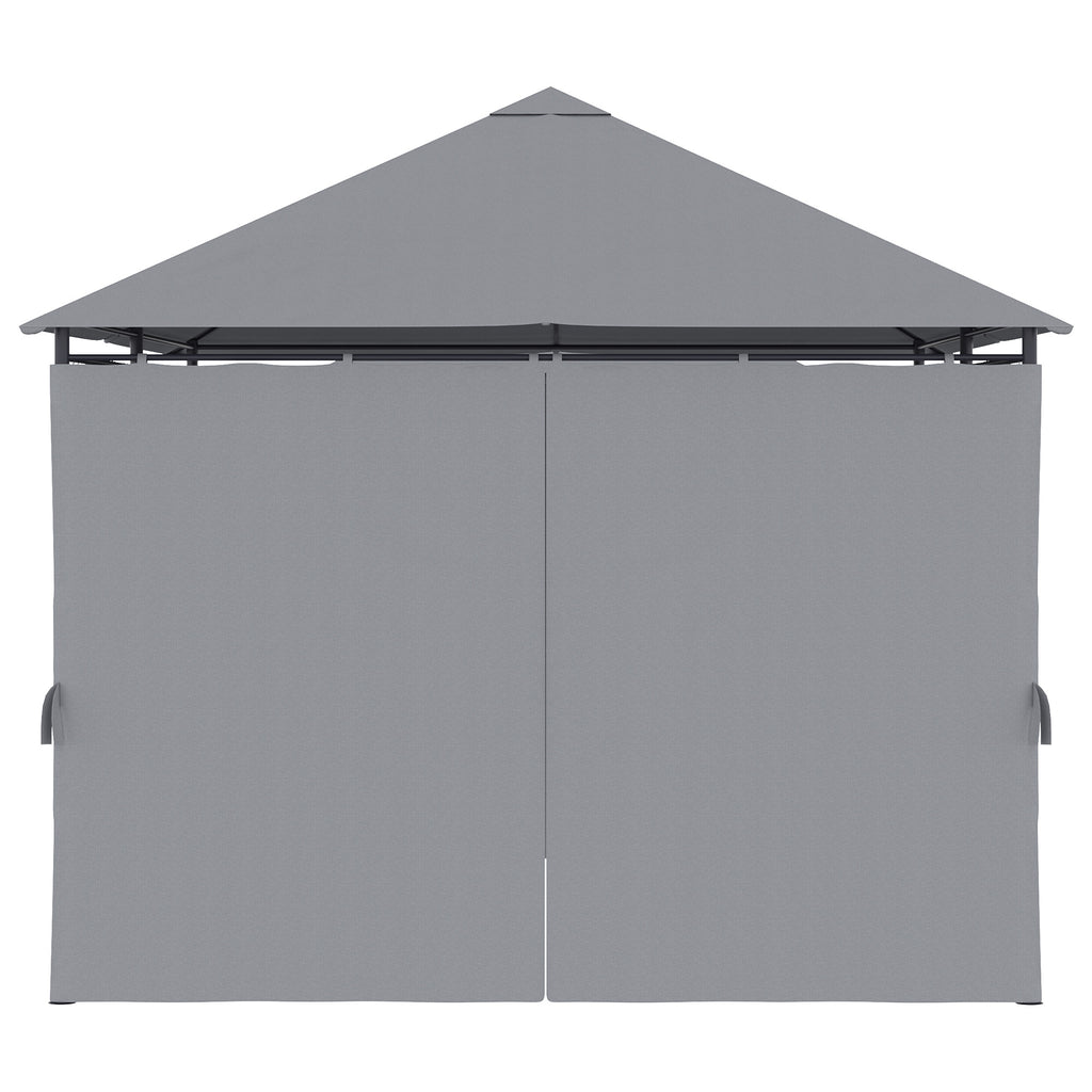 13'x 10' Soft-top Steel Patio Gazebo Canopy Party Tent with 6 Removable Curtains and Drainage Holes, Grey