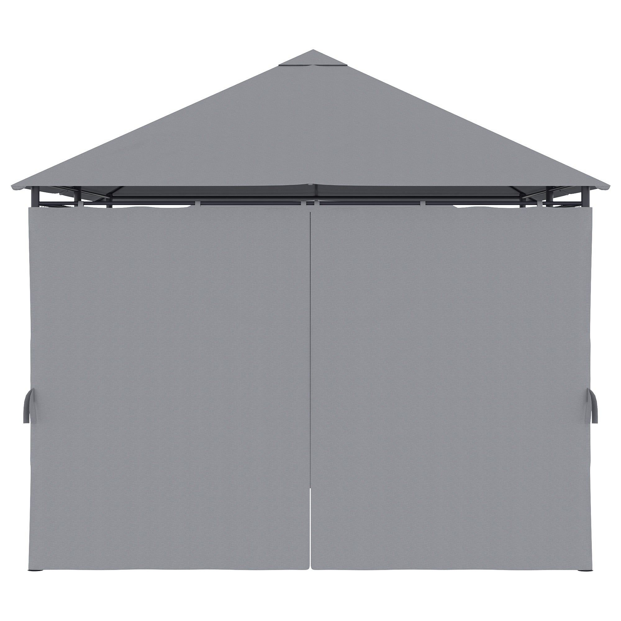 13'x 10' Soft-top Steel Patio Gazebo Canopy Party Tent with 6 Removable Curtains and Drainage Holes, Grey