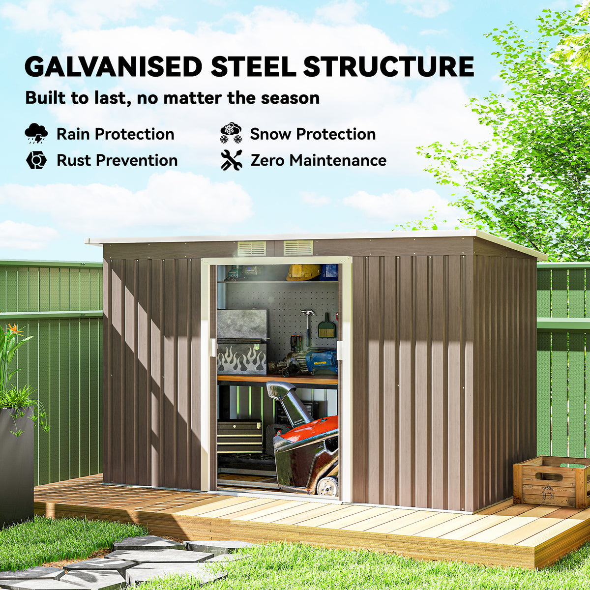 9' x 4' Garden Metal Storage Shed Outdoor Equipment Tool Box with Foundation Kit, Ventilation & Doors, Light Green