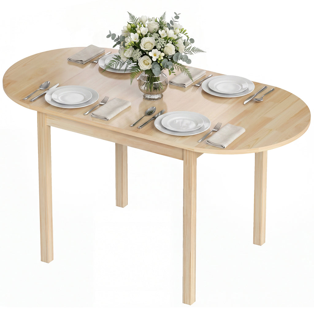 Solid Wood Kitchen Table, Drop Leaf Tables for Small Spaces, Folding Dining Table, Natural