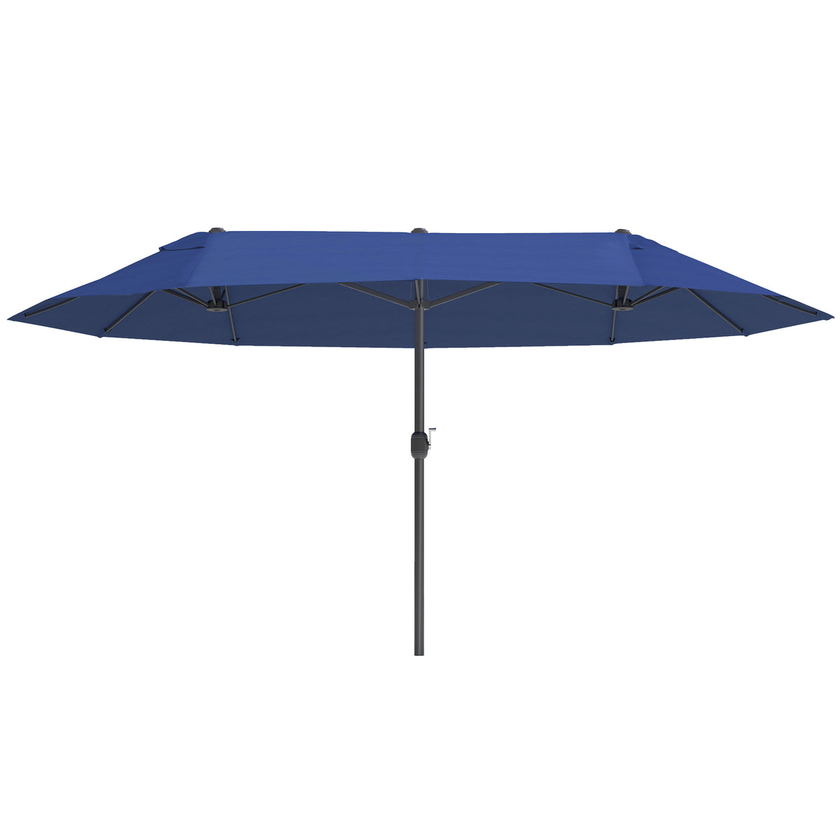 15ft Double-sided Patio Umbrella with Twin Canopy, Extra Large Outdoor Parasol with Crank for Pool, Deck, Market, Blue