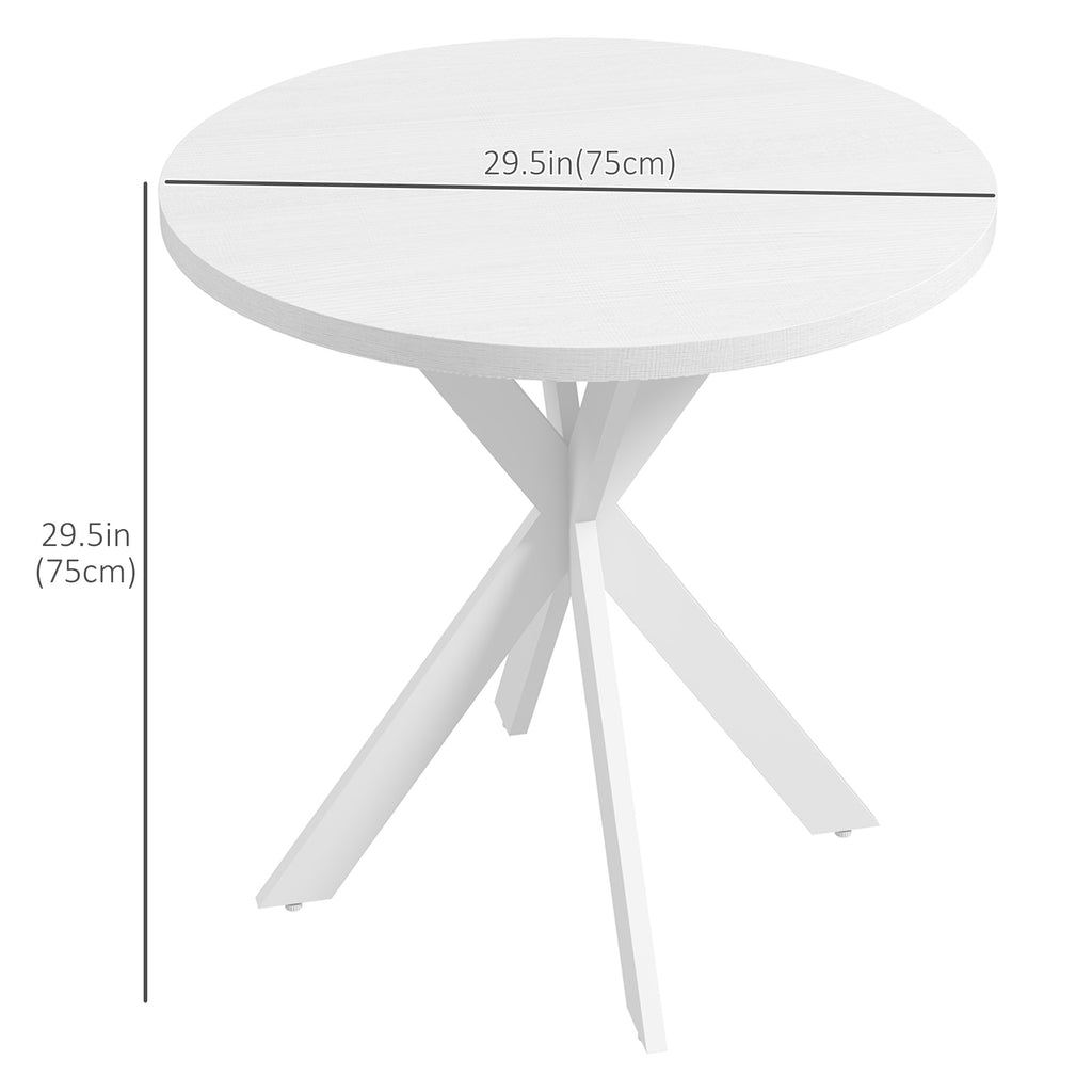 29" Dining Table, Contemporary Round Kitchen Table with Steel Legs, Brown