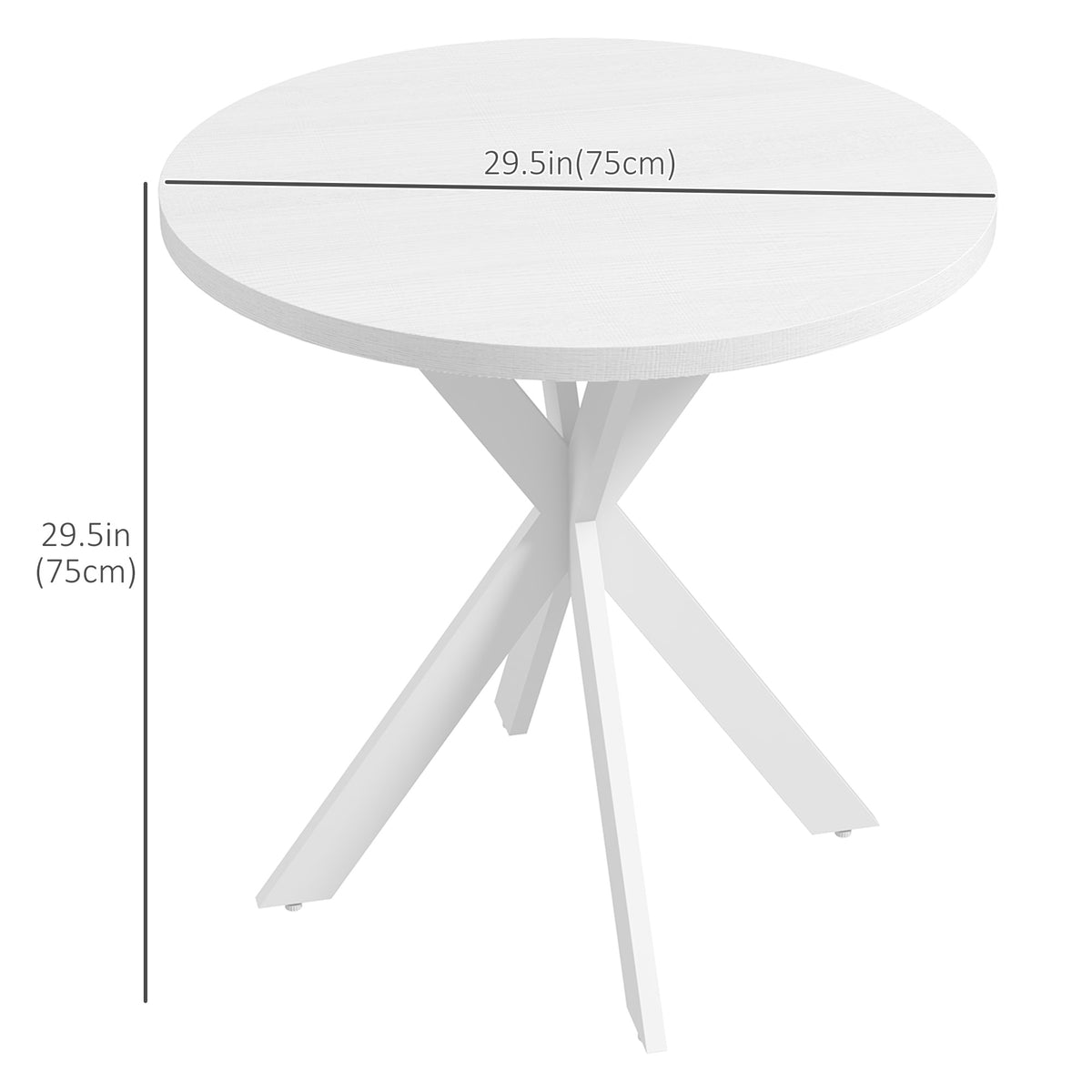 29" Dining Table, Contemporary Round Kitchen Table with Steel Legs, Brown