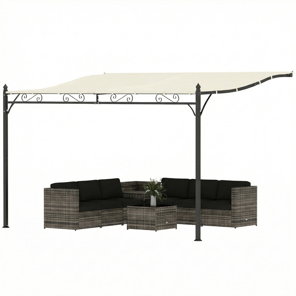 11.5' x 8.2' Outdoor Pergola, Wall Mounted Lean to Pergola with Metal Frame, UPF30+, Garden Gazebo