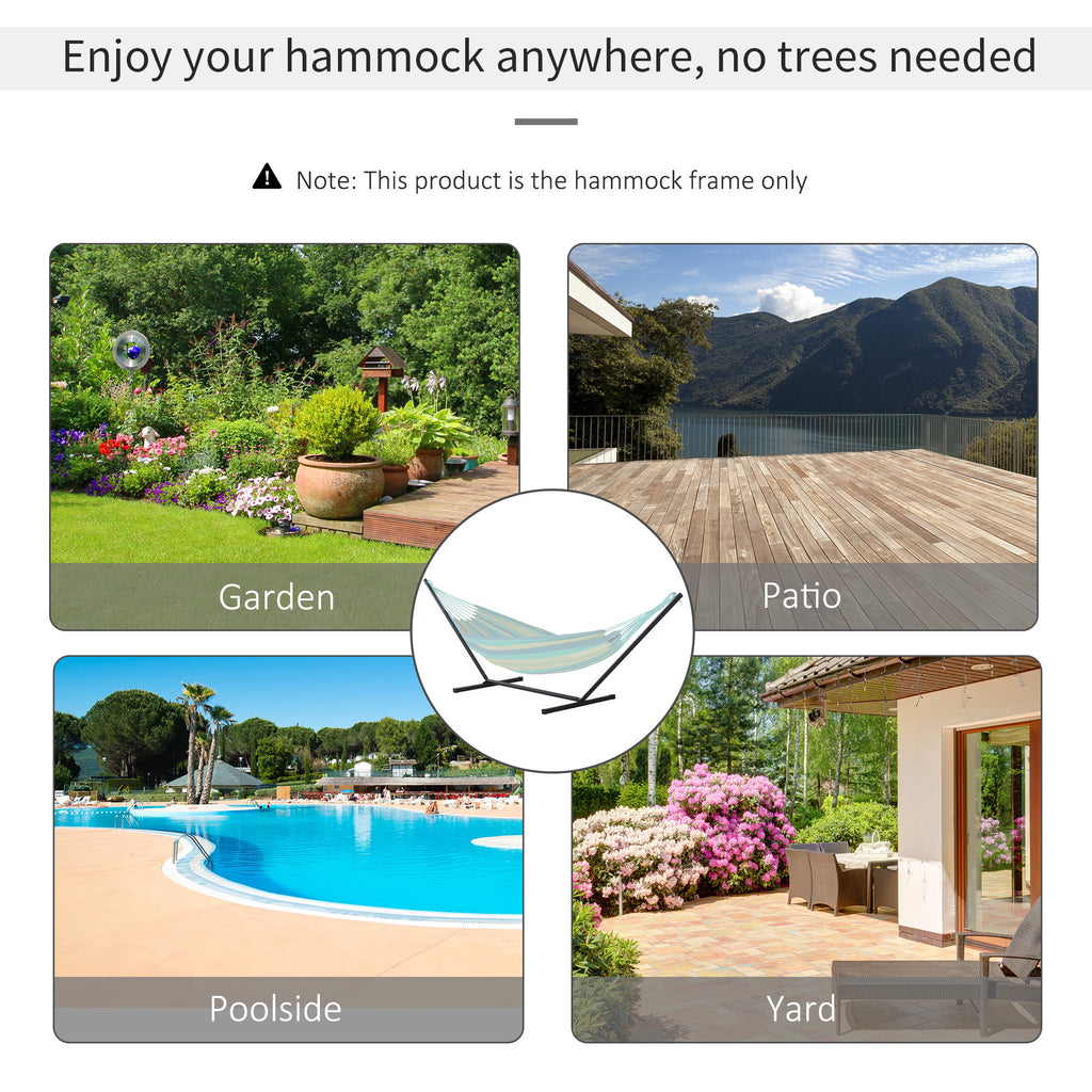 11.8'L Hammock Stand Extra Long Heavy Duty Straight Pole Day Bed Swing Metal Frame Simple Set Up Garden Outdoor Camping Picnic Use Black