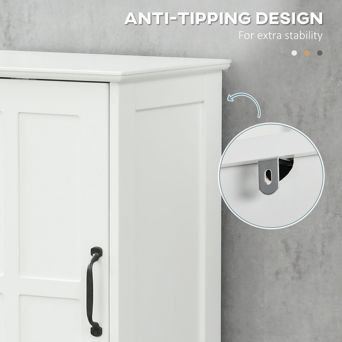 Modern Bathroom Cabinet, Narrow Bathroom Vanities with Open Shelf Drawer Recessed Doors and Adjustable Shelves White