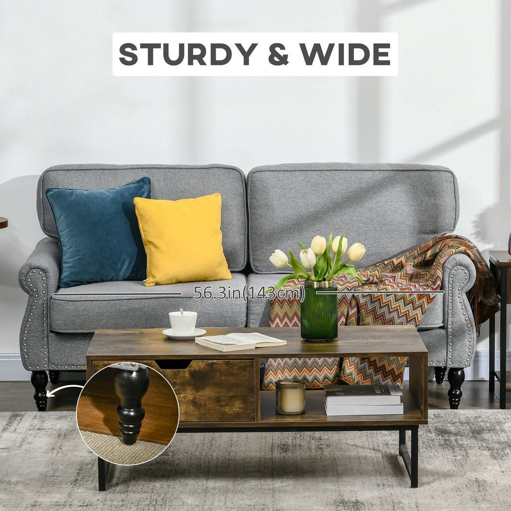 Stylish Midback Double Sofa with Sponge Padding, 2 Seater Sofa Couch, with Rubber Wood Leg, Grey