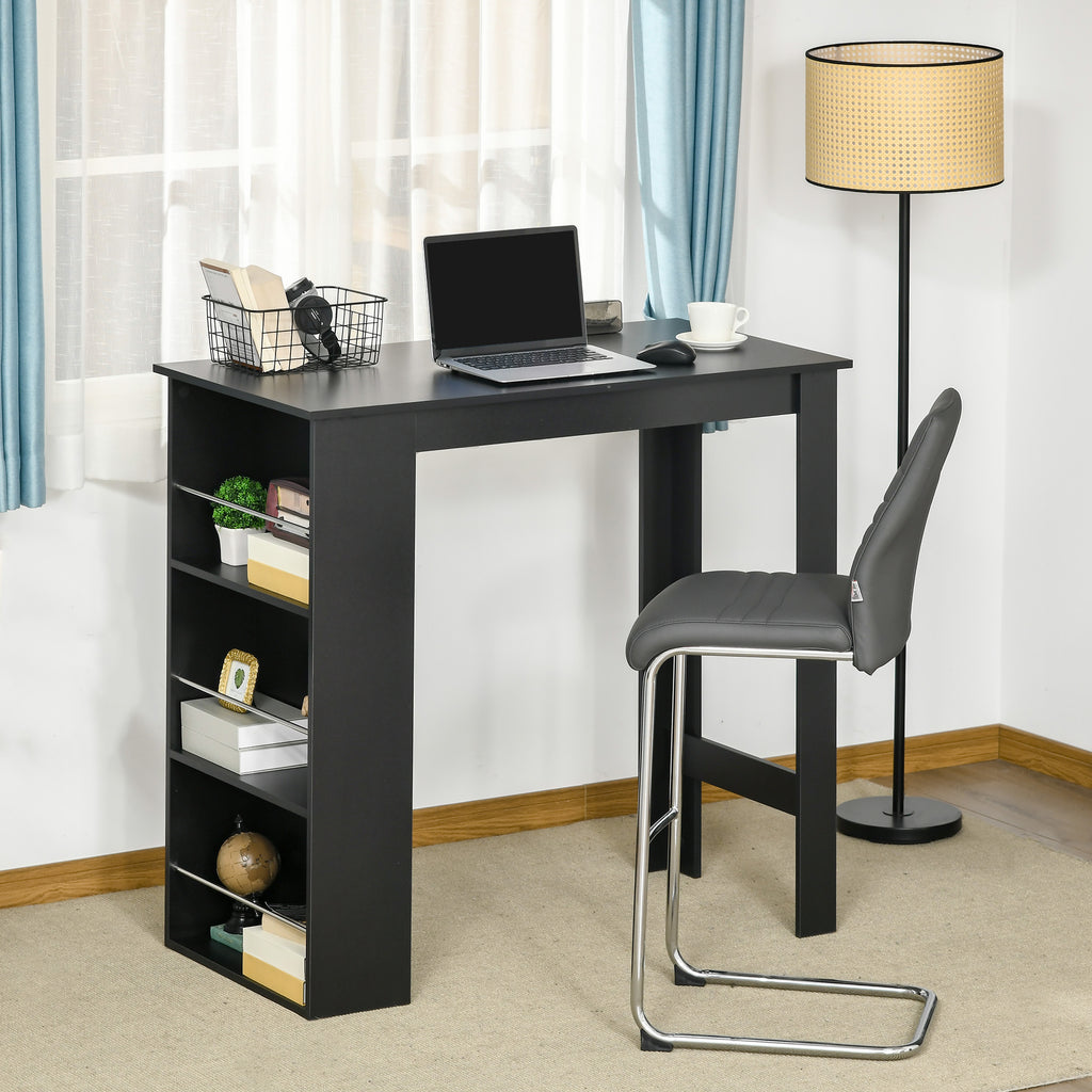 Bar Table Counter Height Dining Table with 3 Storage Shelves for Kitchen, Dining Room, Living Room, White