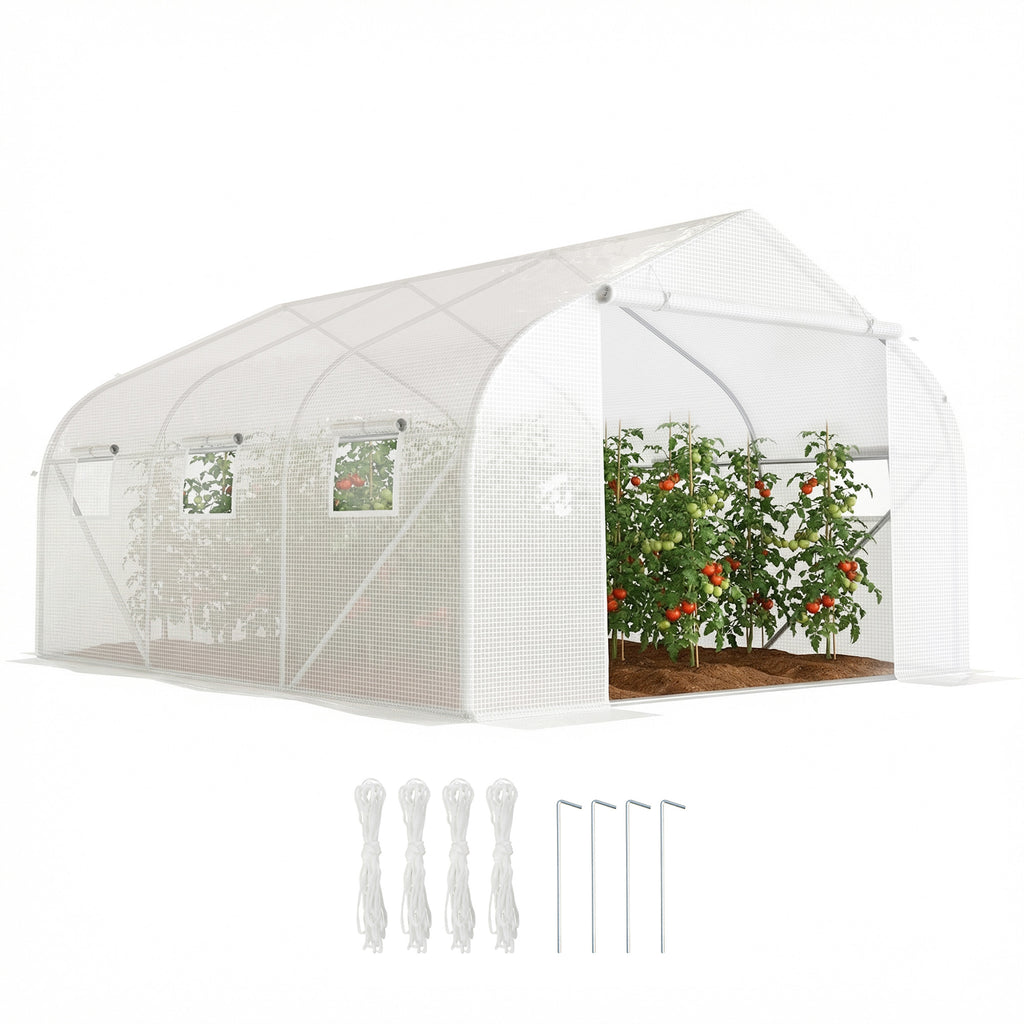 15'x10'x7' Greenhouse Gardening Planting Shed White