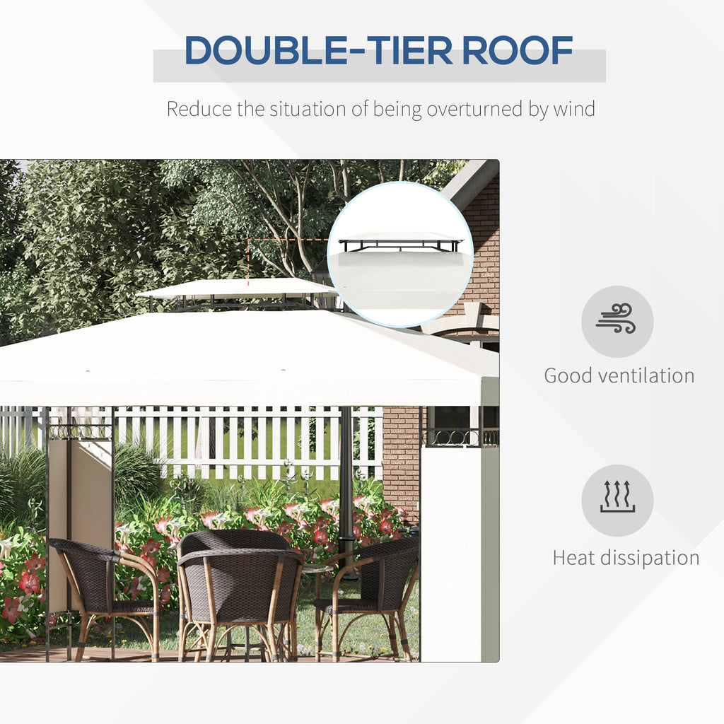 10' x 13' ደጋዊ ጋዜቦ፣ ድርብ ጣሪያ ደጋዊ ጋዜቦ ካኖፒ መከላኸሊ ምስ ስክሪን ዝሓበረ ኣእማን ፍሬም፣ ጻዕዳ