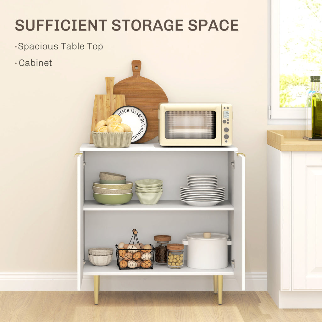 Modern Kitchen Storage Cabinet, Sideboard Buffet Cabinet with Adjustable Shelves and Metal Legs for Kitchen, Black