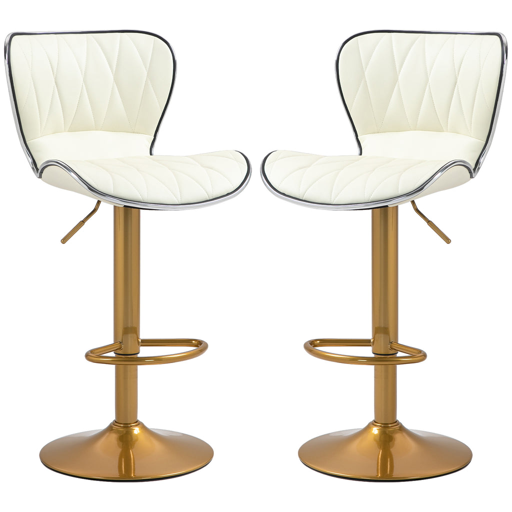 Counter Height Bar Stools Set of 2, Adjustable Height Bar Chairs with Swivel Seat, PU Leather Upholstery