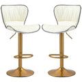 Counter Height Bar Stools Set of 2, Adjustable Height Bar Chairs with Swivel Seat, PU Leather Upholstery