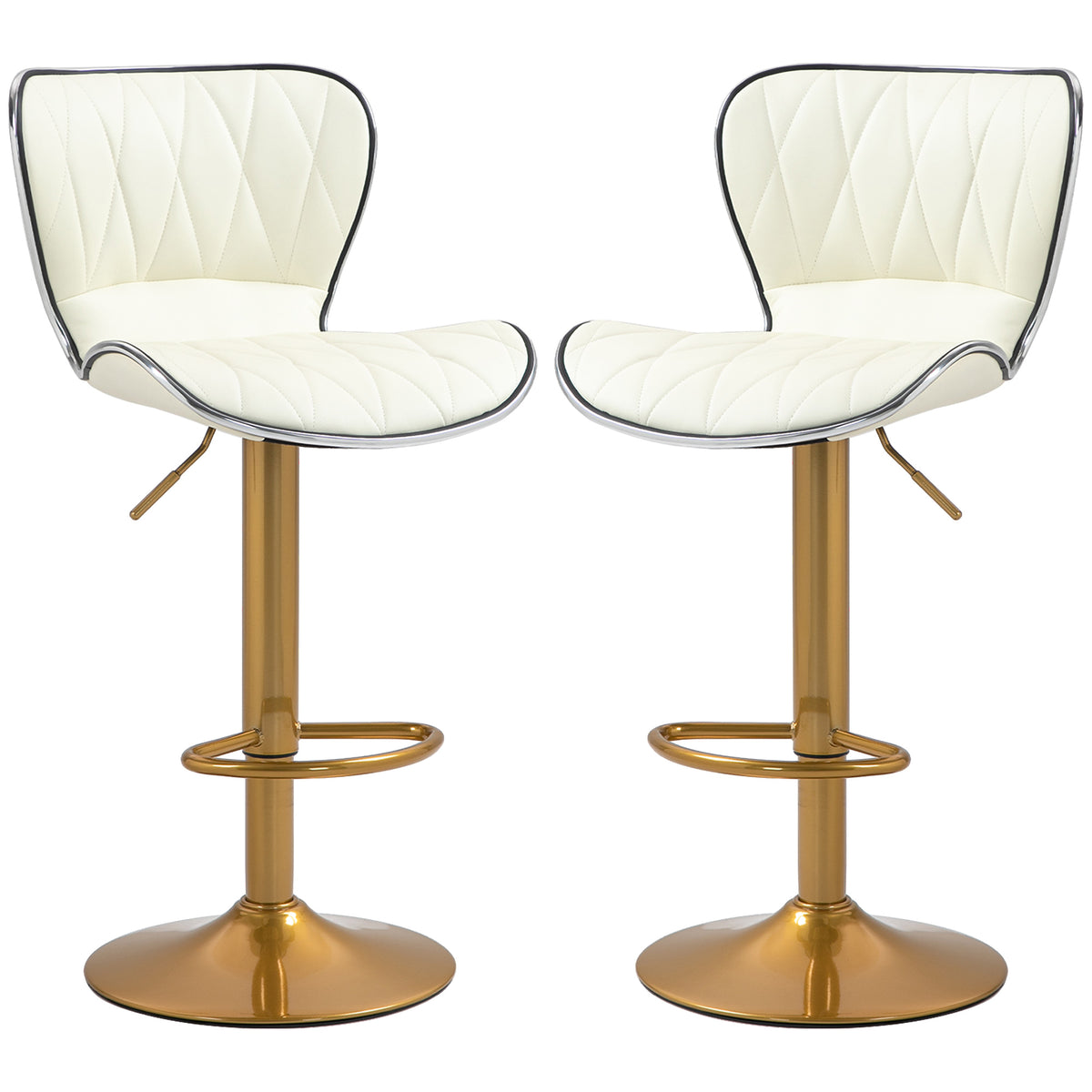 Counter Height Bar Stools Set of 2, Adjustable Height Bar Chairs with Swivel Seat, PU Leather Upholstery