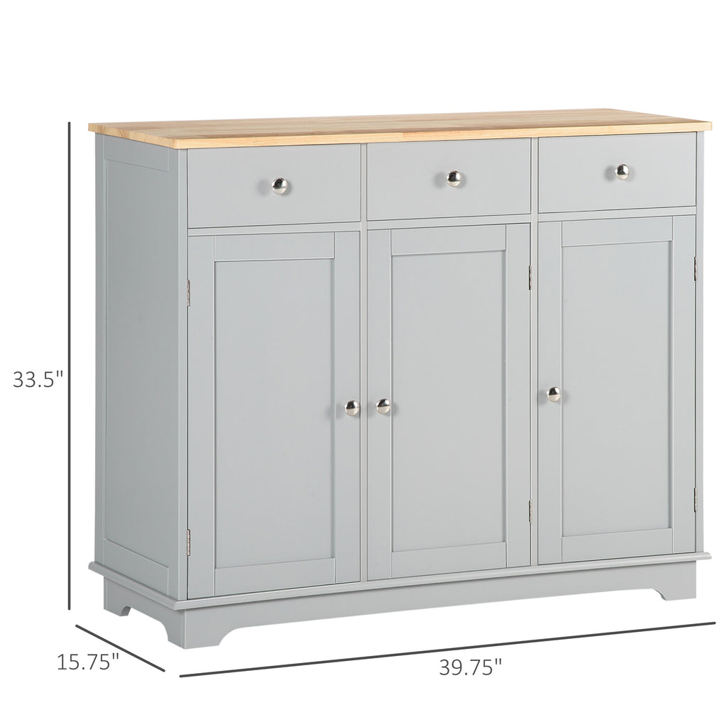 Modern Sideboard, Buffet Cabinet with Storage Cabinets, Drawers and Adjustable Shelves for Living Room, White
