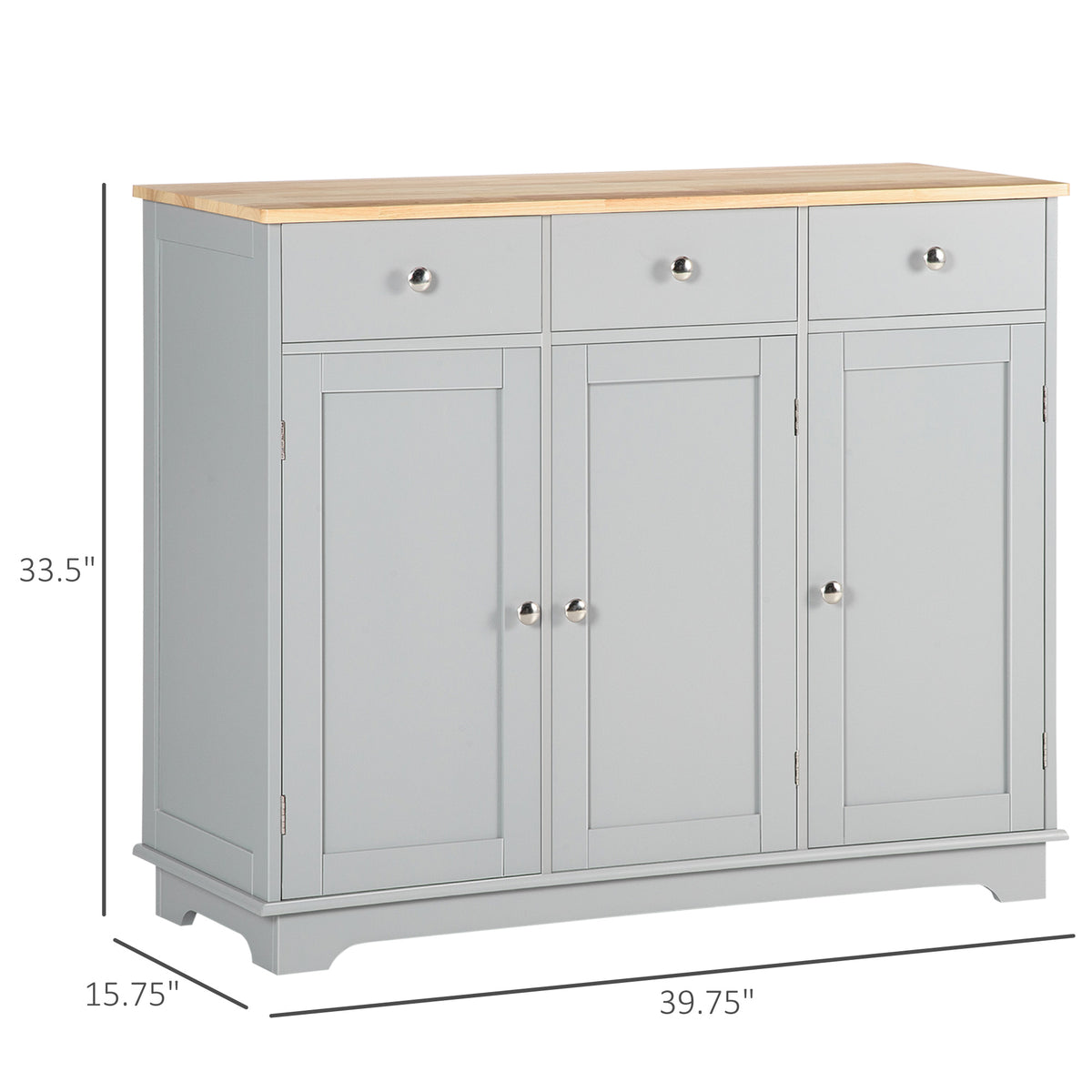 Modern Sideboard, Buffet Cabinet with Storage Cabinets, Drawers and Adjustable Shelves for Living Room, White